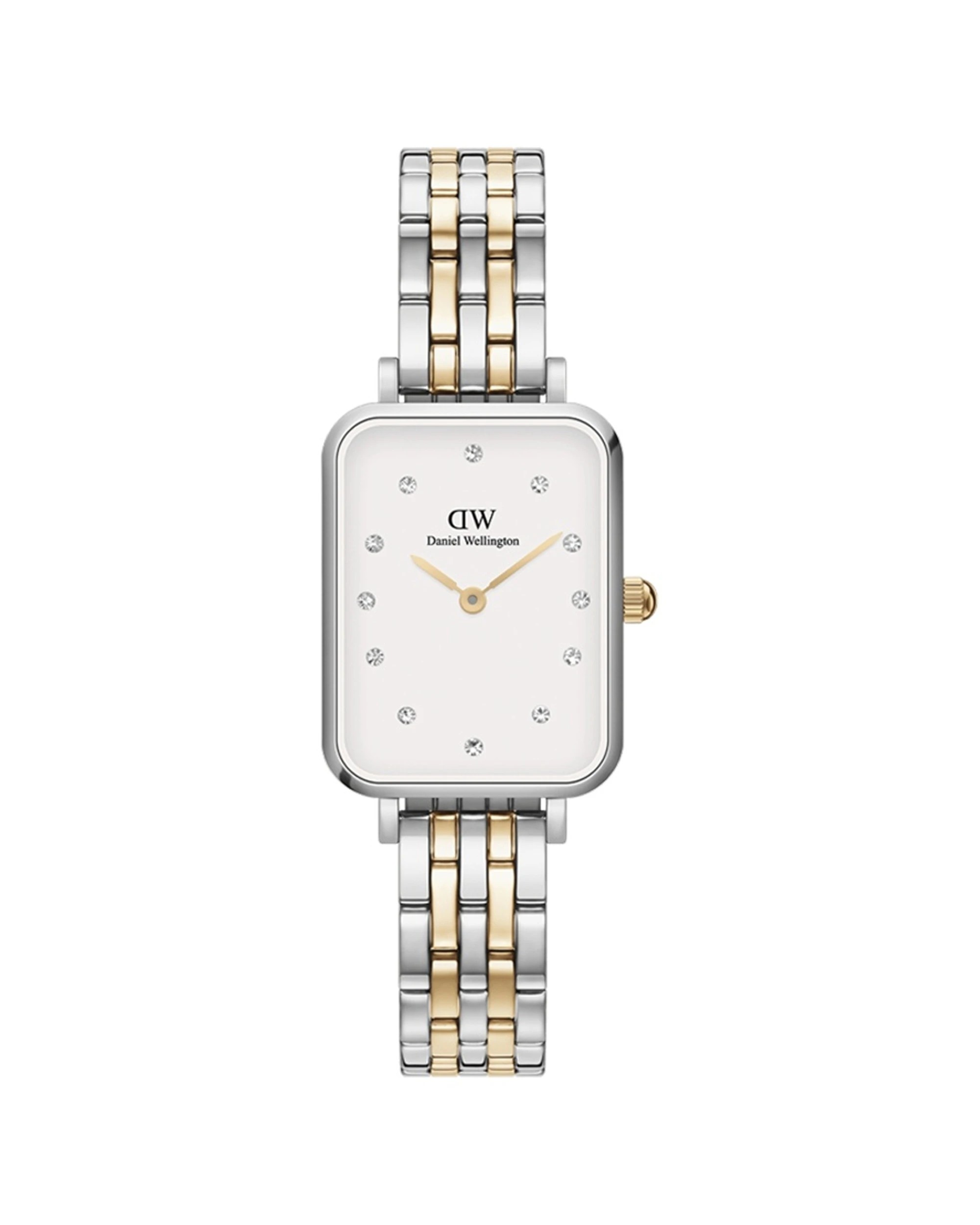 1 Daniel Wellington Quadro Lumine 20x26mm 5-Link Gold & Silver Watch White Dial, 1 of 4