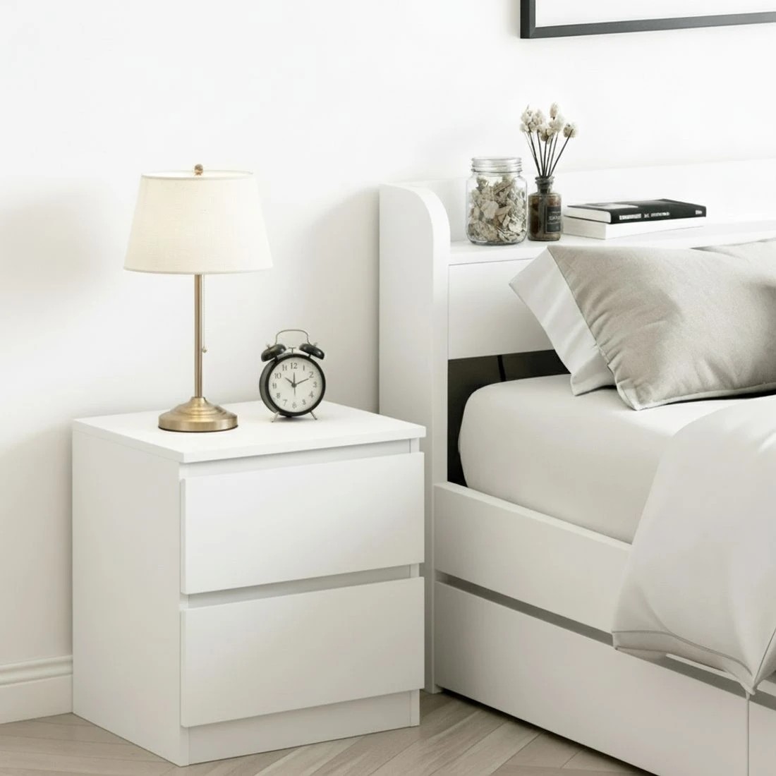 8 Artiss Single Bed Frame and Bedside Table - White, 8 of 10