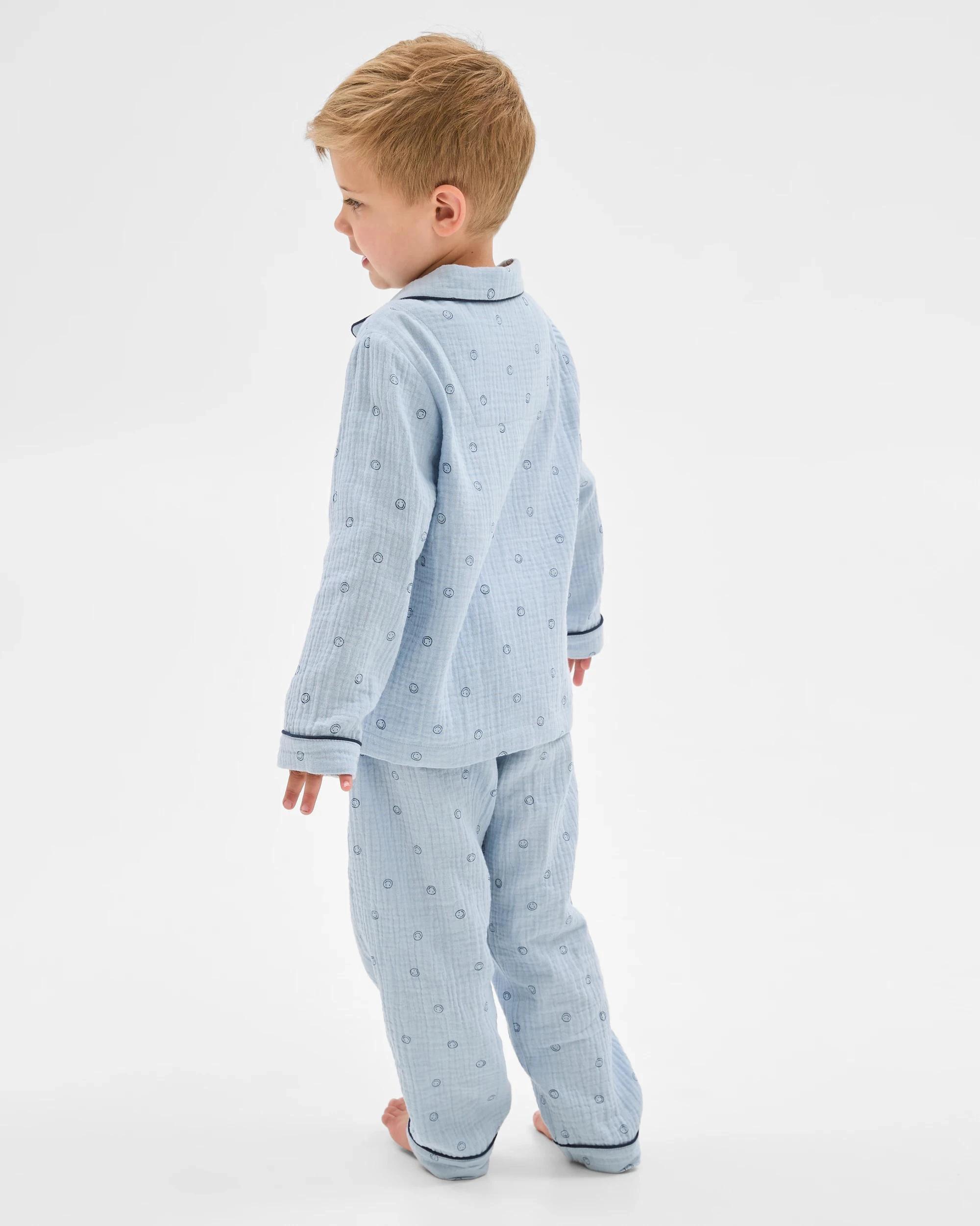 3 Target Kids Australian Cotton Younger Boys Double Cloth Woven Pyjama Set FACE, 3 of 8