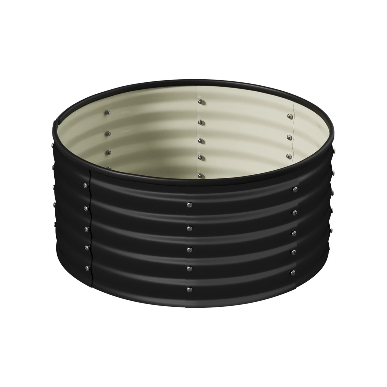 1 Livsip Garden Bed 90x45cm Galvanised Steel Raised Container Planter Box Round - Grey, 1 of 8