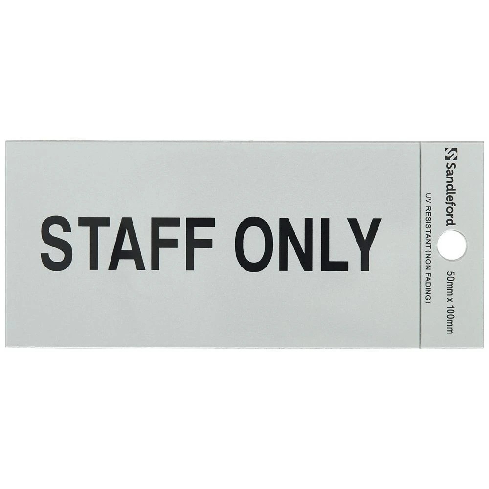 1 Sandleford Staff Only Self-adhesive Sign 100 x 50mm, 1 of 1