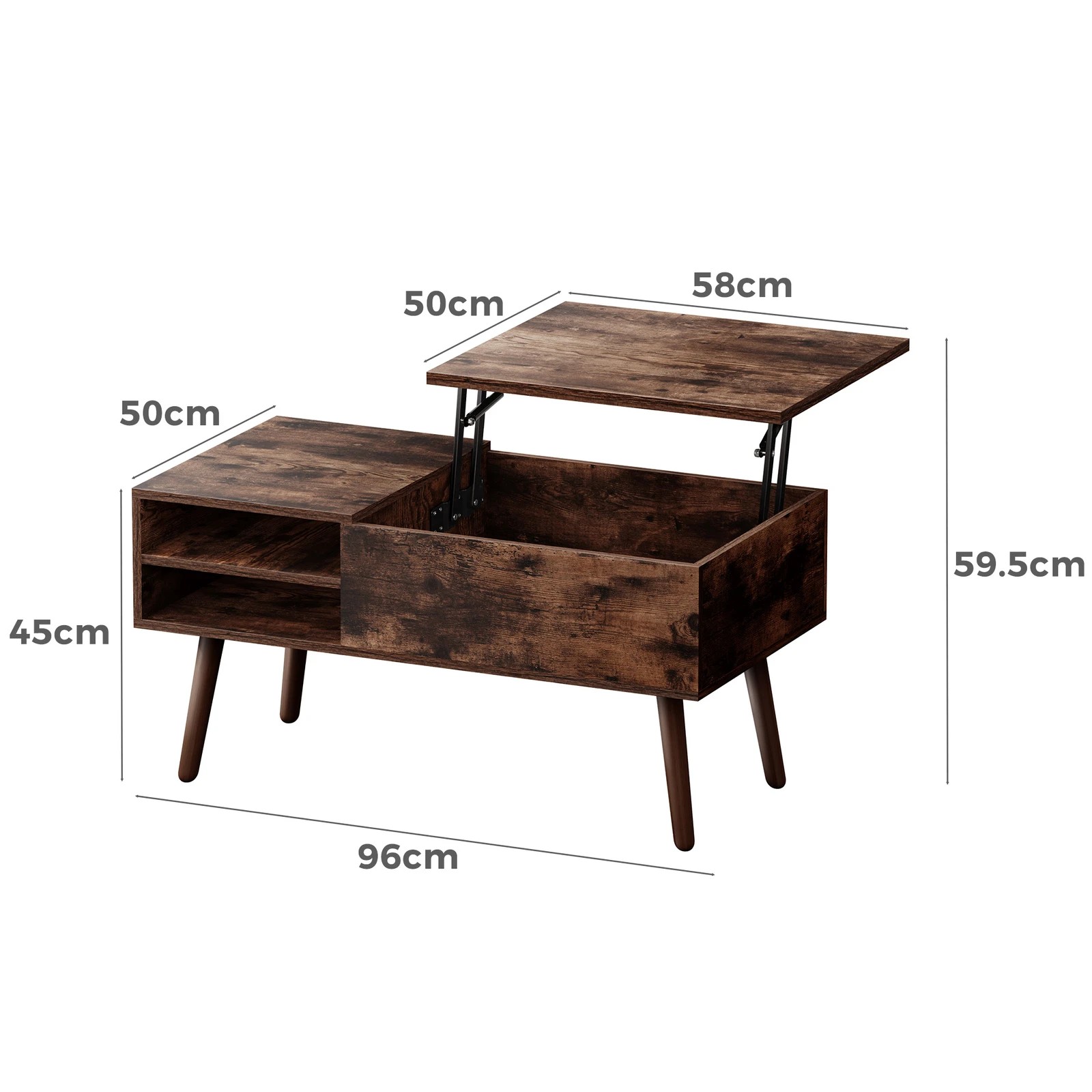 7 Alfordson Coffee Table 2-in-1 Lift Up Hidden Storage Dark Oak, 7 of 10