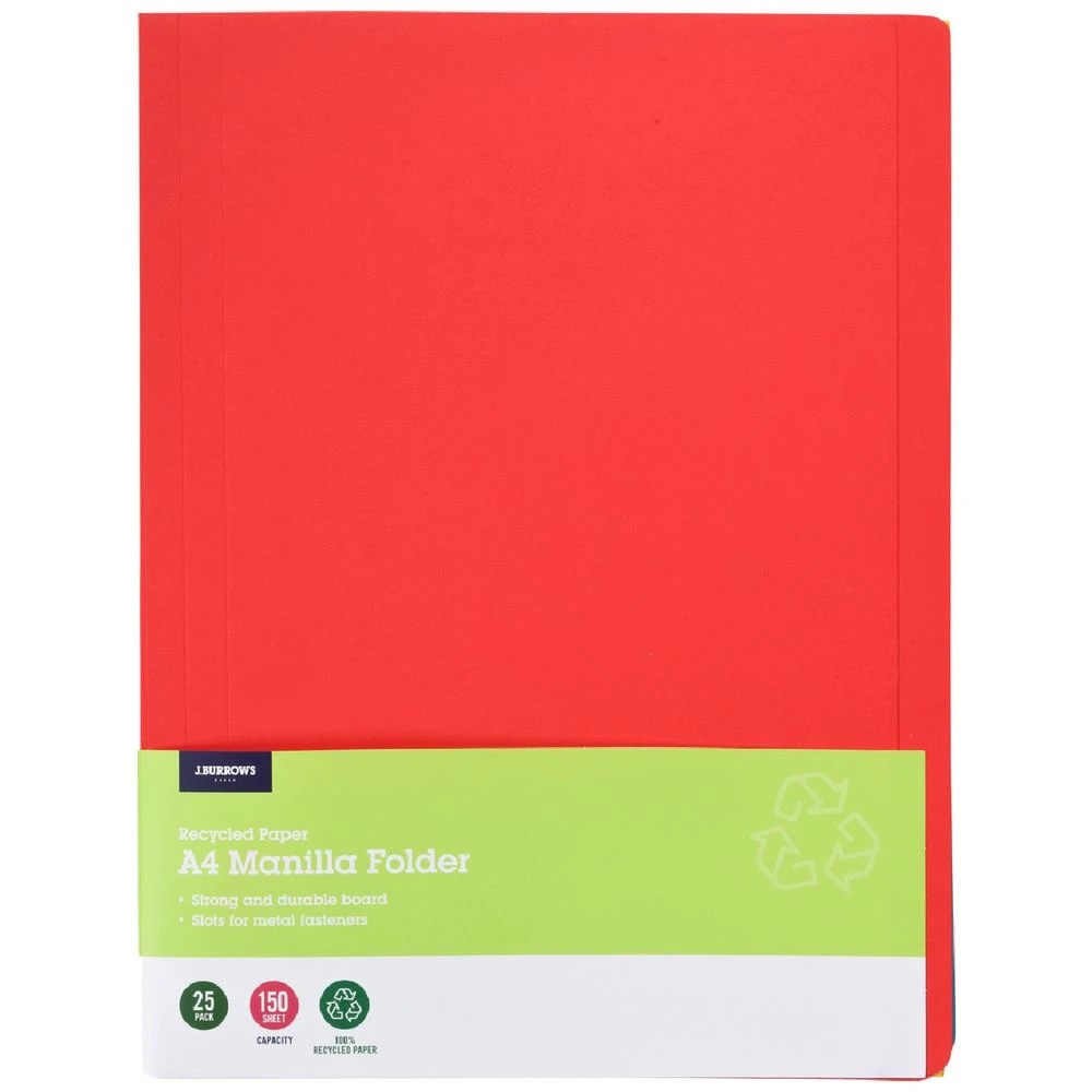 1 J.Burrows A4 Manila Folder Assorted 25 Pack, 1 of 4