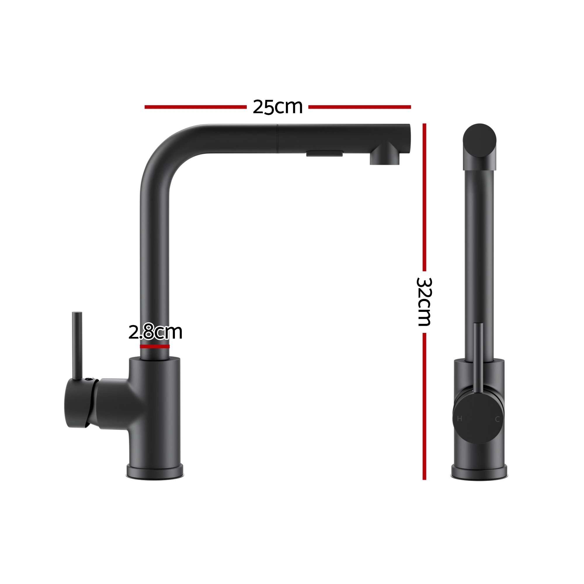 2 Cefito Stainless Steel Sink 44x44CM With Pull Out Mixer Tap Kitchen Basin Single Bowl - Black, 2 of 2