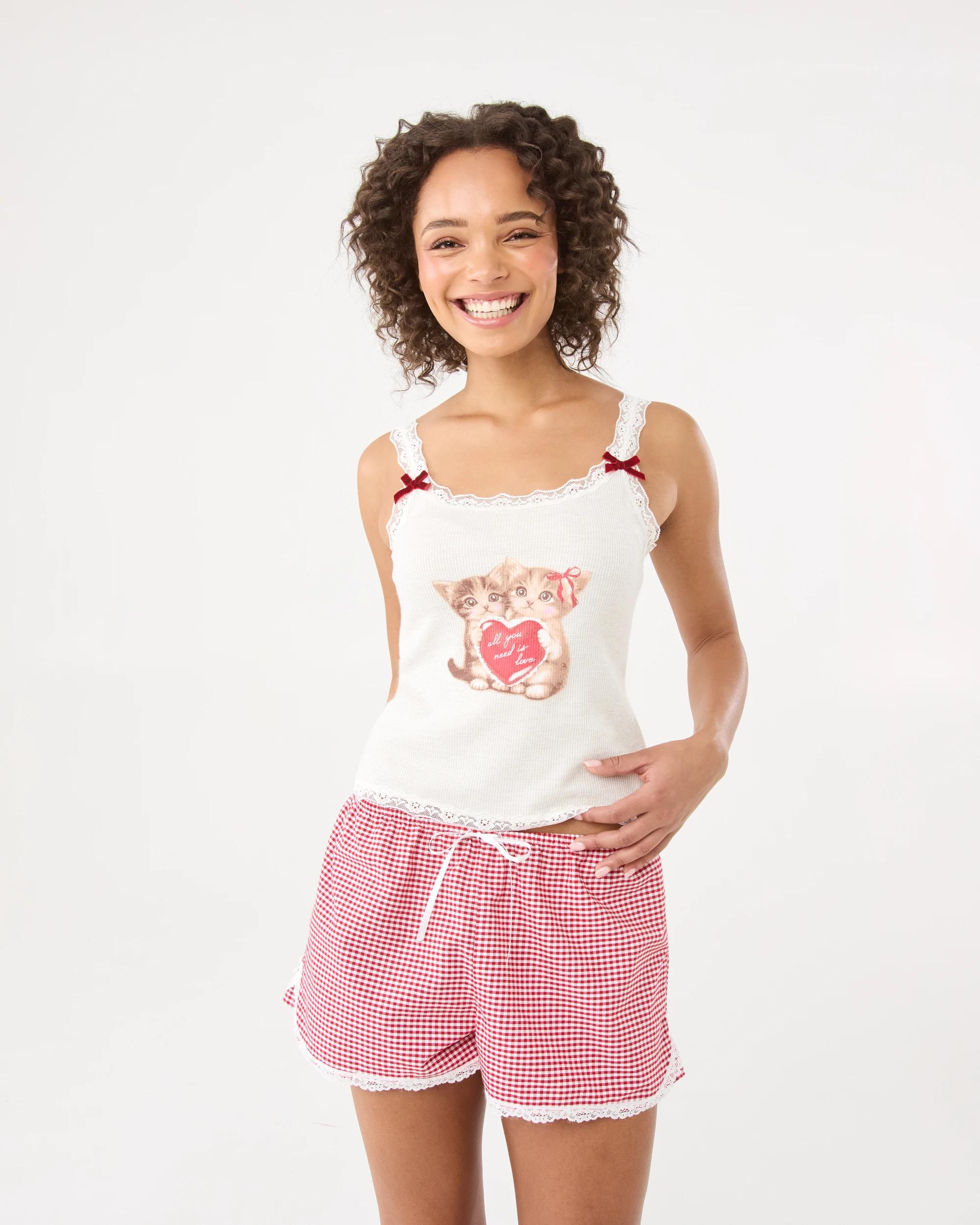 8 Cotton Yarn Dyed Lace Trim Woven Shorts Red Ging, 8 of 8