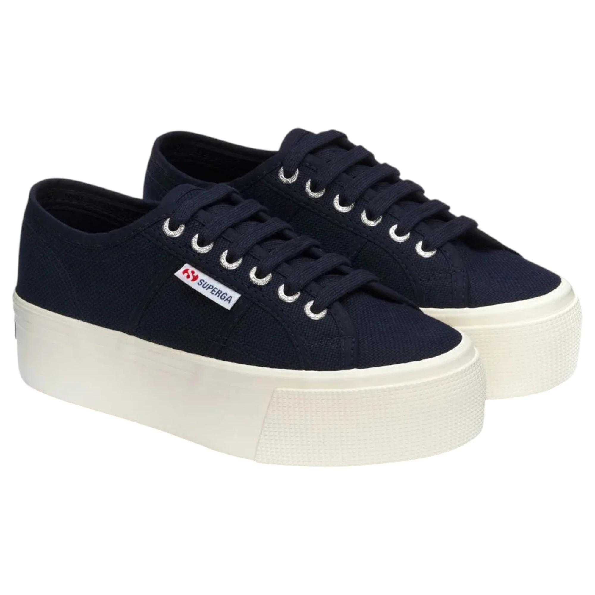4 Superga Unisex 2790 Platform Navy Casual Shoes NAVY, 4 of 5