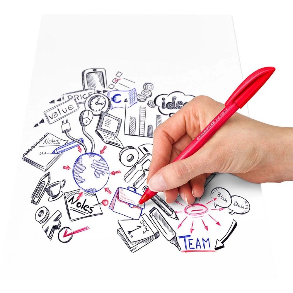 5 Staedtler Stick 4320 Triangular Ballpoint Pen 0.7mm Red, 5 of 6