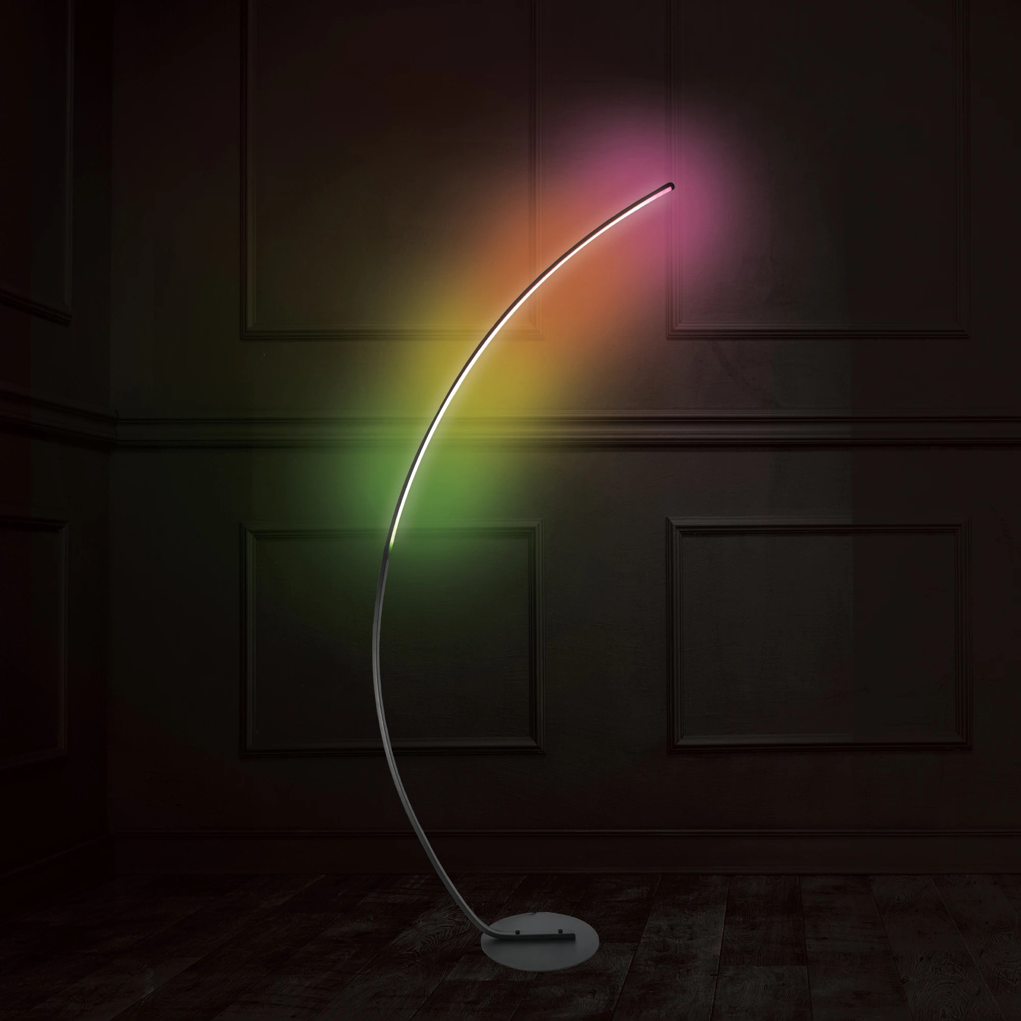 1 Mirabella Genio Wi-Fi Pixel LED Curved Ambient Floor Lamp, 1 of 4