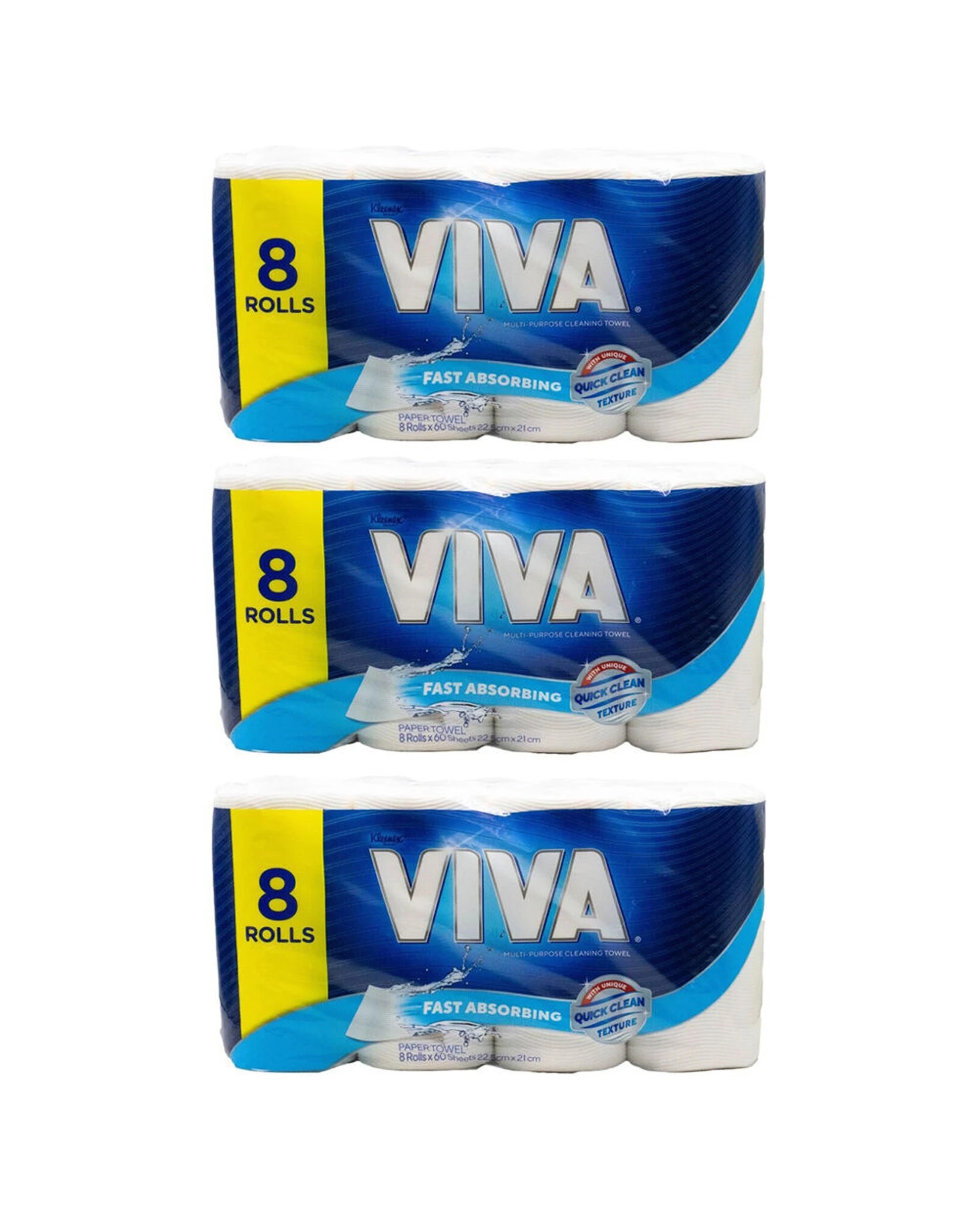 1 Kleenex 3x 8pc Viva Paper Cleaning Towel 60 Sheet Multi-Purpose Pack - White, 1 of 3