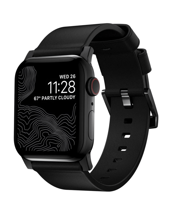 Nomad Apple Watch Band Leather 44-46mm Black