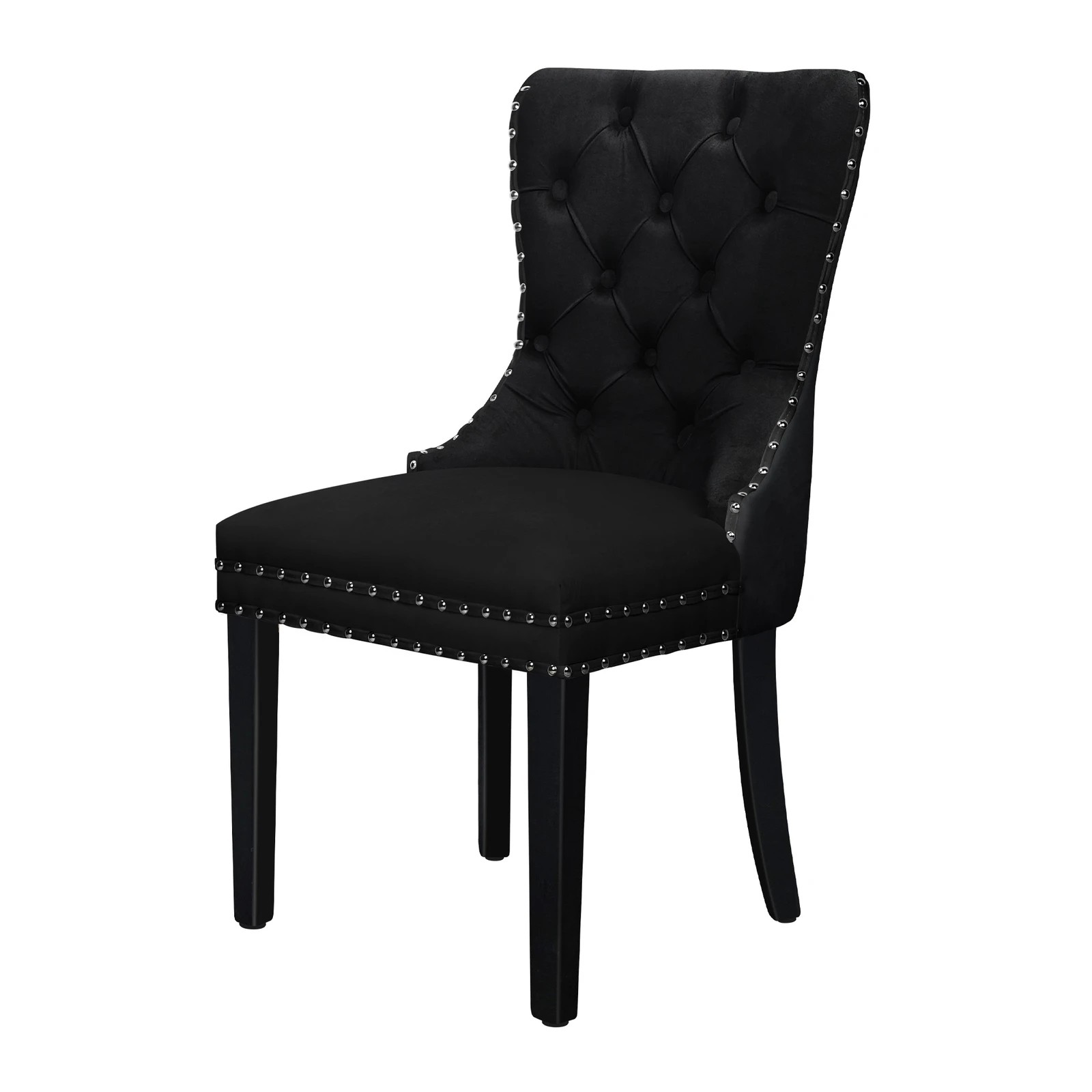 1 Alfordson 2x Dining Chairs Kitchen Lounge Velvet - Black, 1 of 4