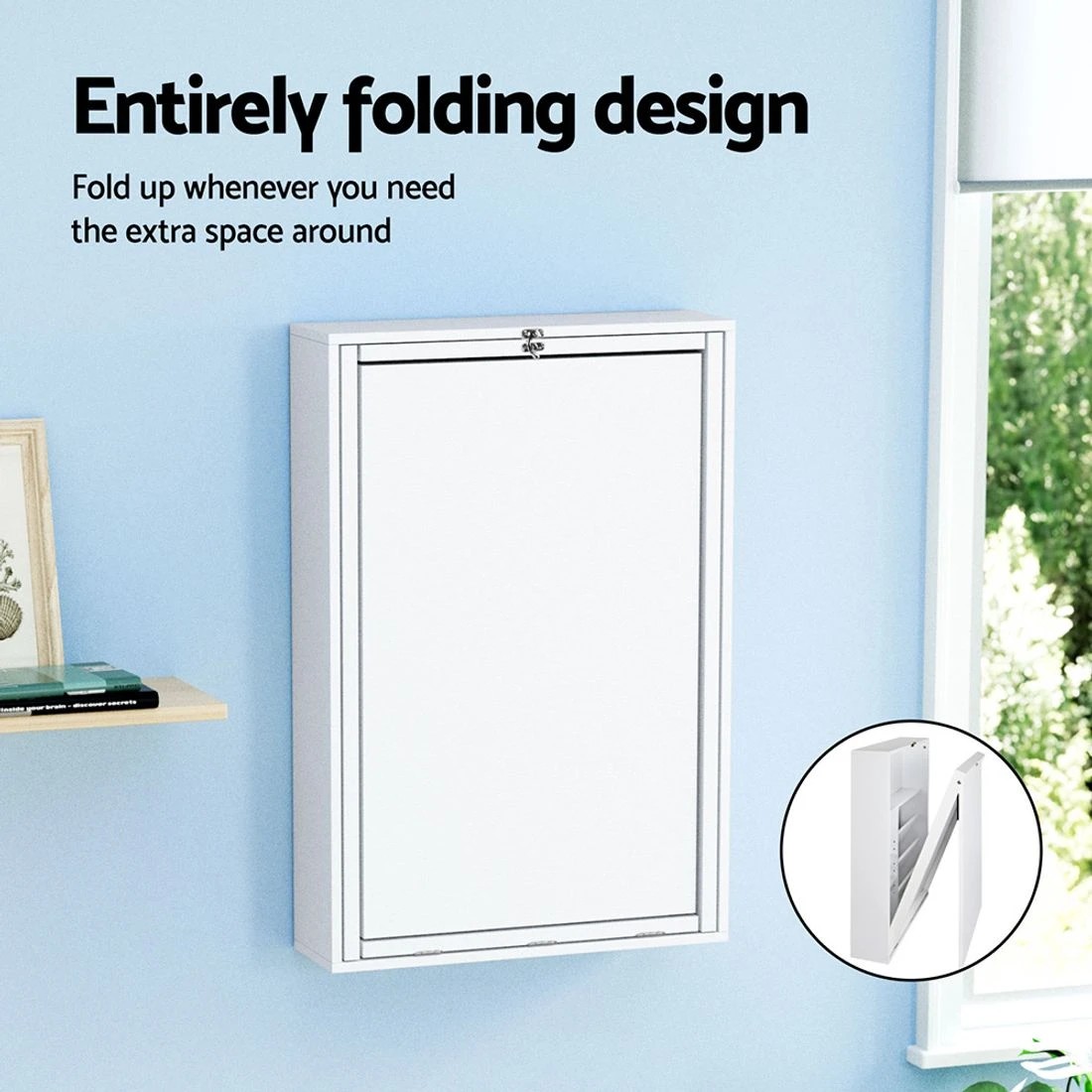 5 Artiss Computer Desk Office Chair Set PU Leather Wall Mount Foldable Table - White, 5 of 7