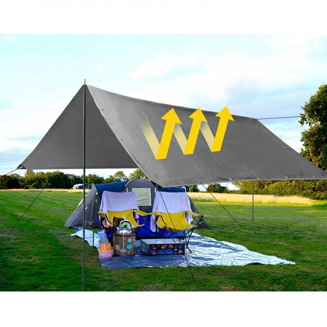 4 Instahut Tarp Tarpaulin 3.6x7.3m Canvas Camping Heavy Duty Sun Cover - Silver, 4 of 7