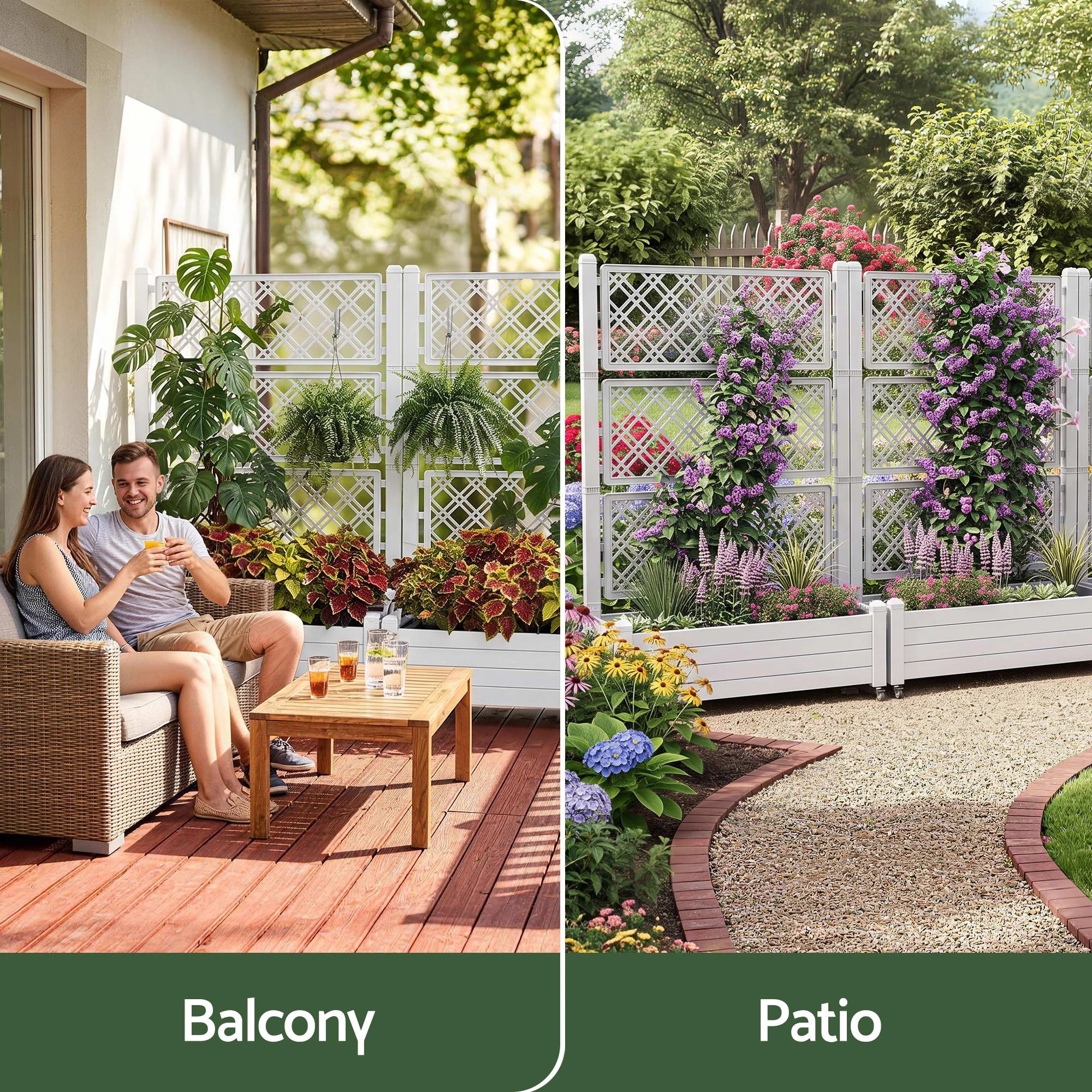 Green Fingers Mobile Planter Box with Trellis, Garden Bed with Privacy ...