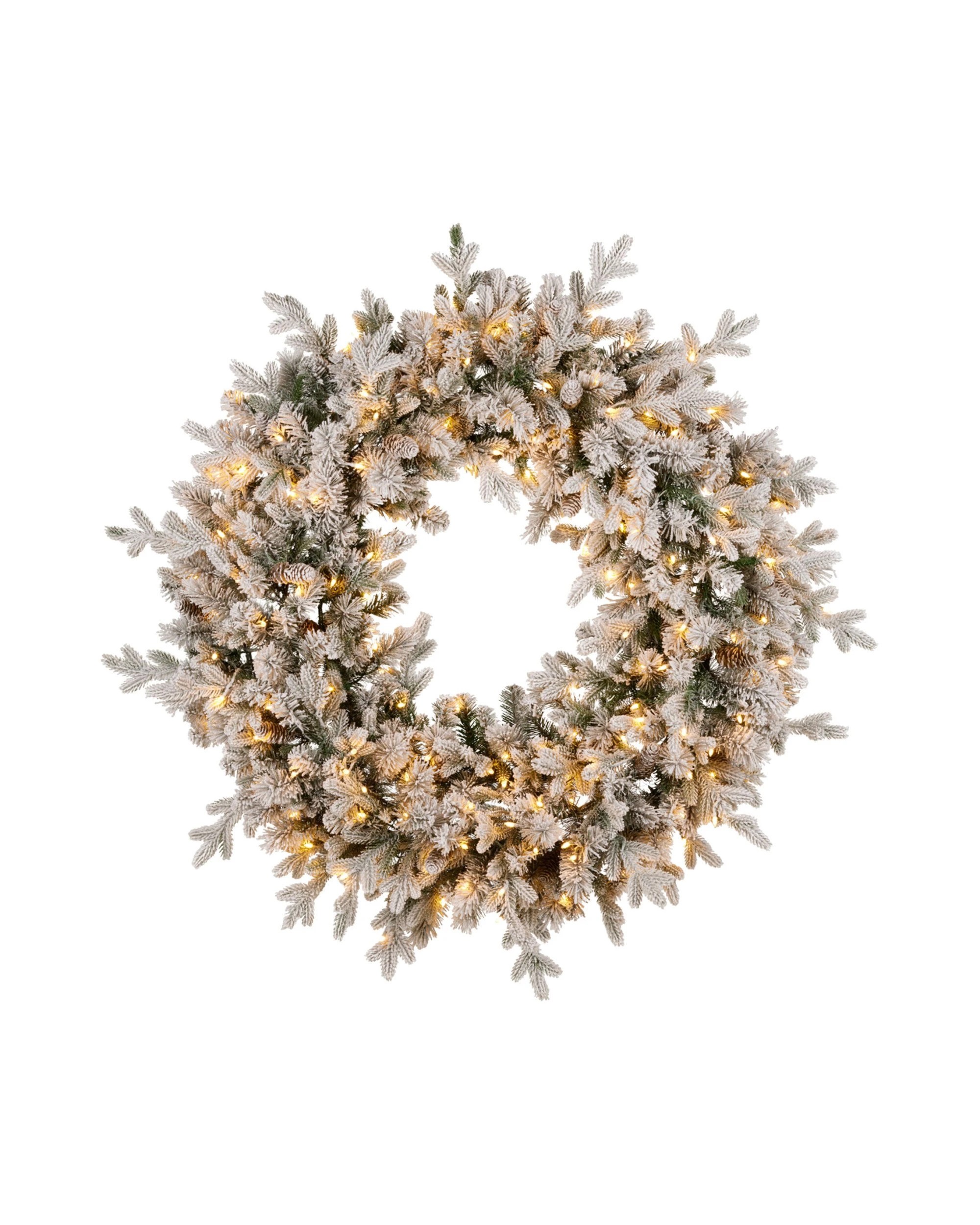 1 Christabelle Large 1.2m Christmas Wreath Snowy Dorchester with LED Lights Front Door Decoration Ornament, 1 of 8