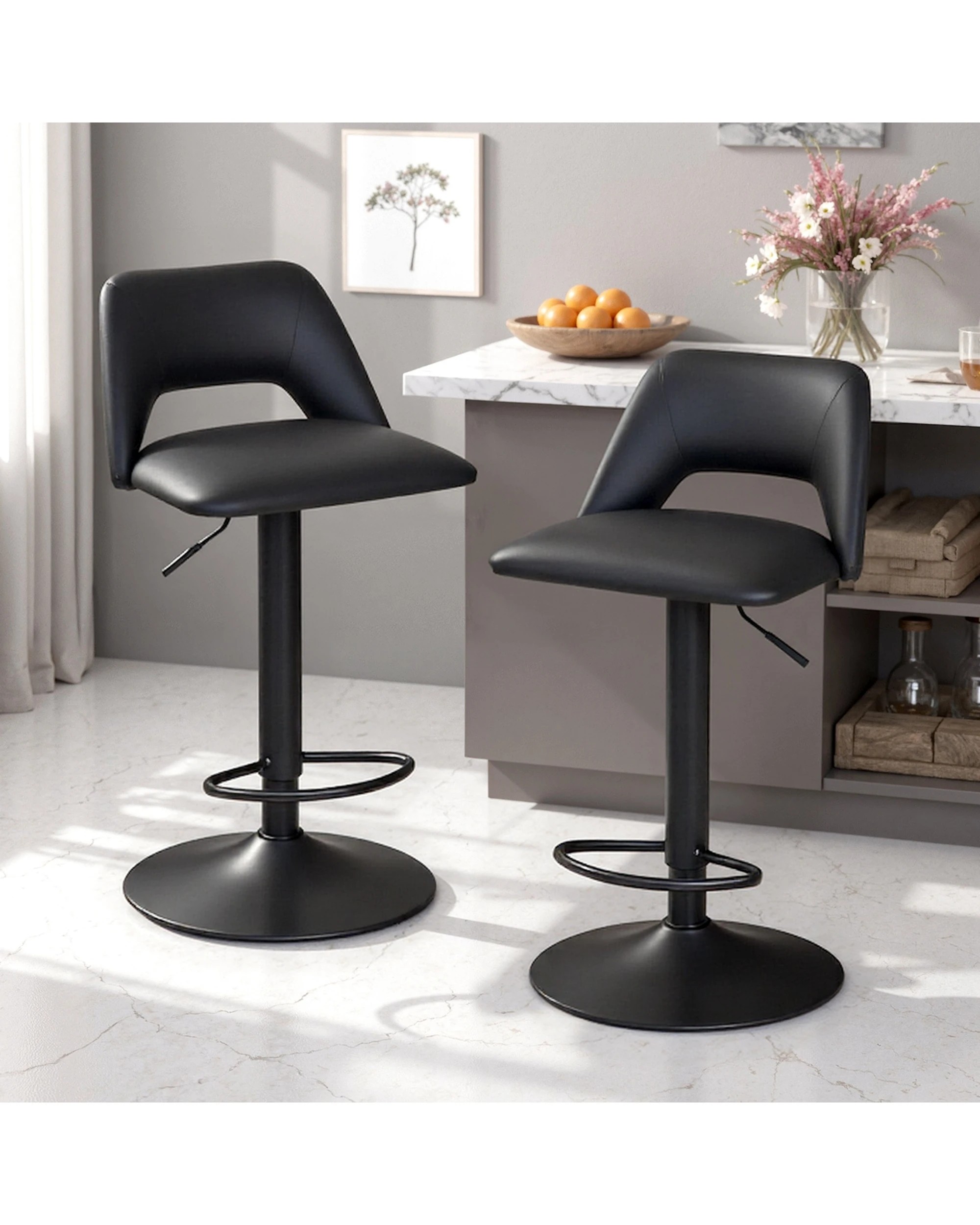 2 Advwin Set of 4 Bar Stools Adjustable Swivel Counter Stools Gas Lift Bar Chairs, 2 of 10