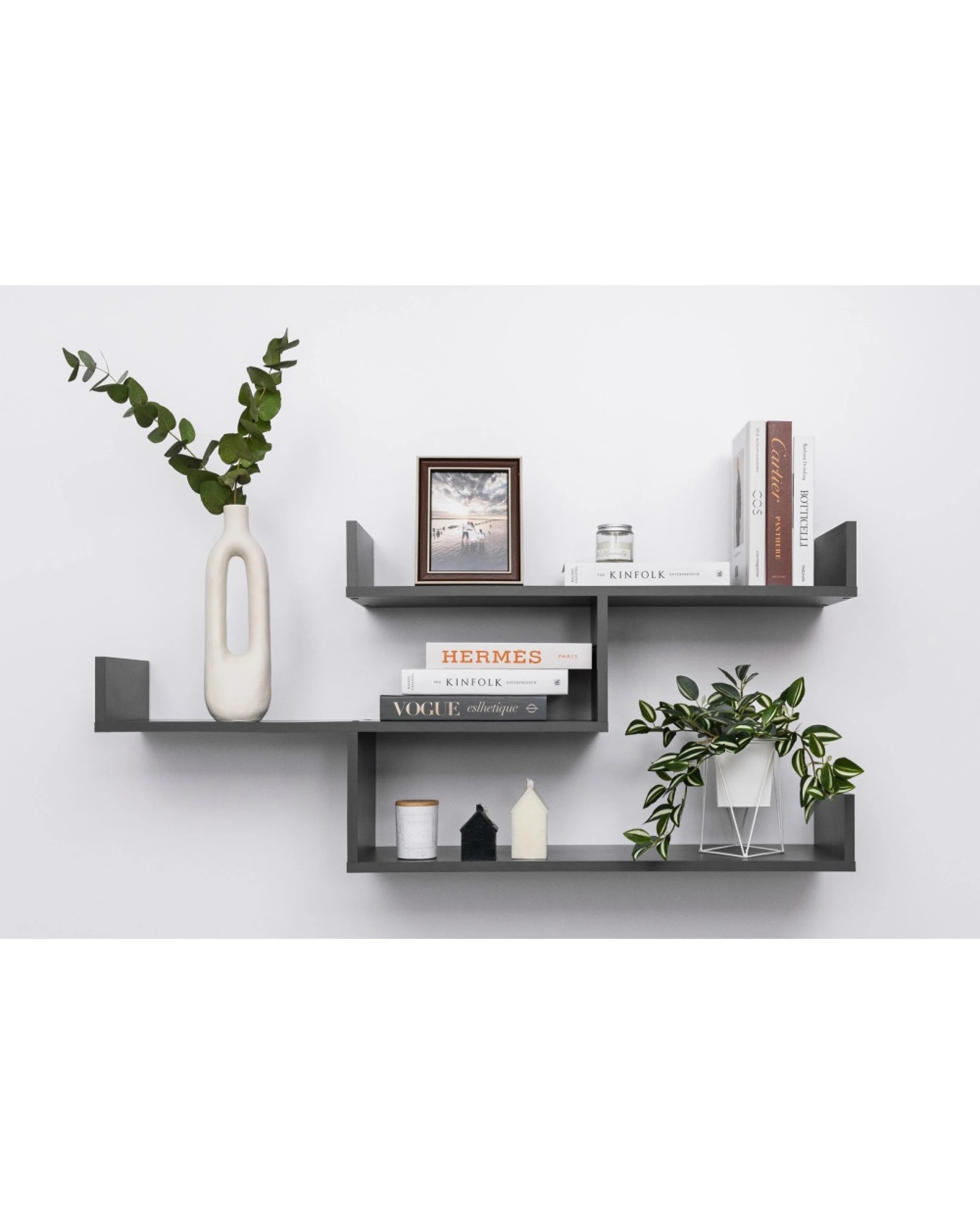 2 European Cabinetry Zurich Shelf Set Modern Level Decorative Display Graphite - Grey, 2 of 3