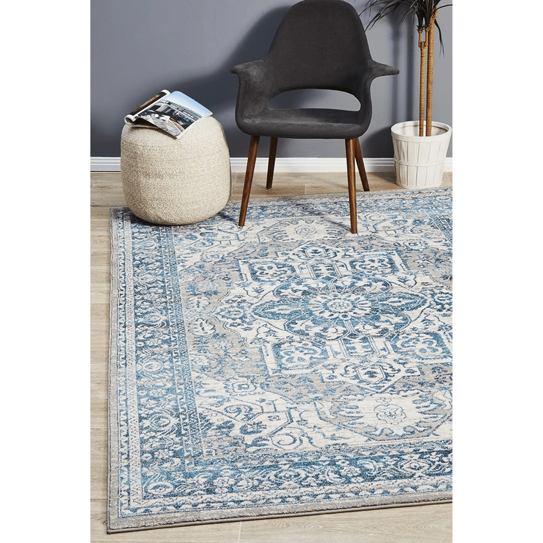 3 Rug Culture Babylon 207 Blue — Power-loomed Polypropylene Rug, 10 mm Pile (Made in Turkey) - Blue, 3 of 7