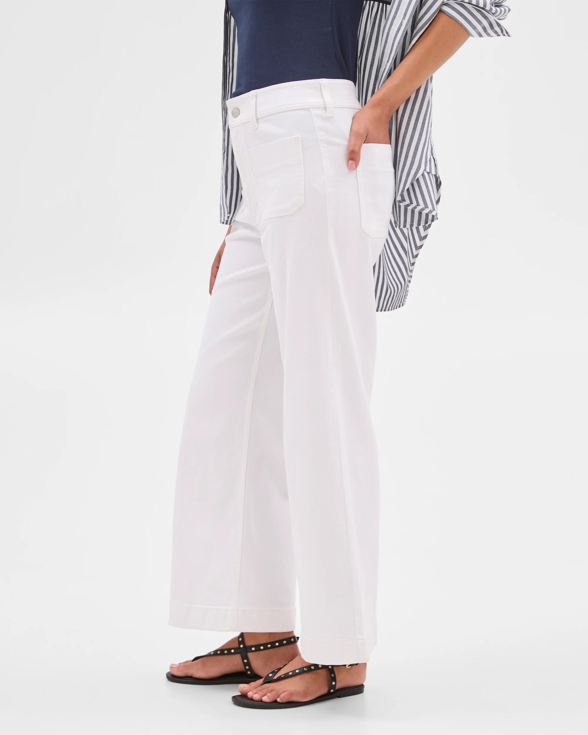 3 Target High Rise Full Length Flat Front Wide Leg Denim Jeans - Mila WHITE, 3 of 5