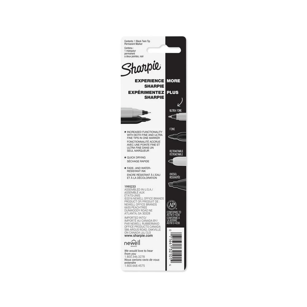4 Sharpie Twin Tip Permanent Marker Black, 4 of 4