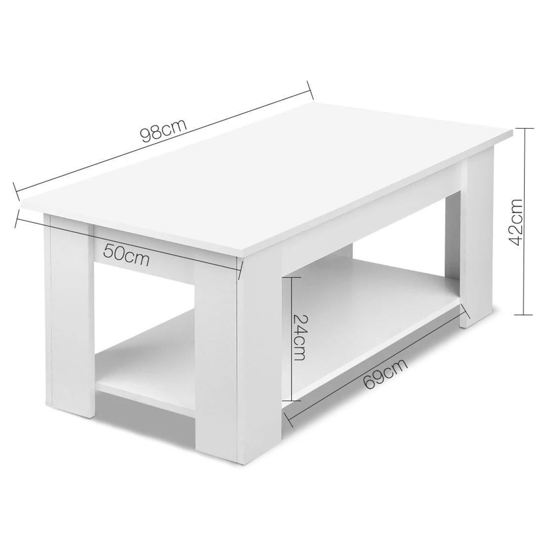 2 Artiss Coffee Table Lift-top Coffee Table - White, 2 of 8