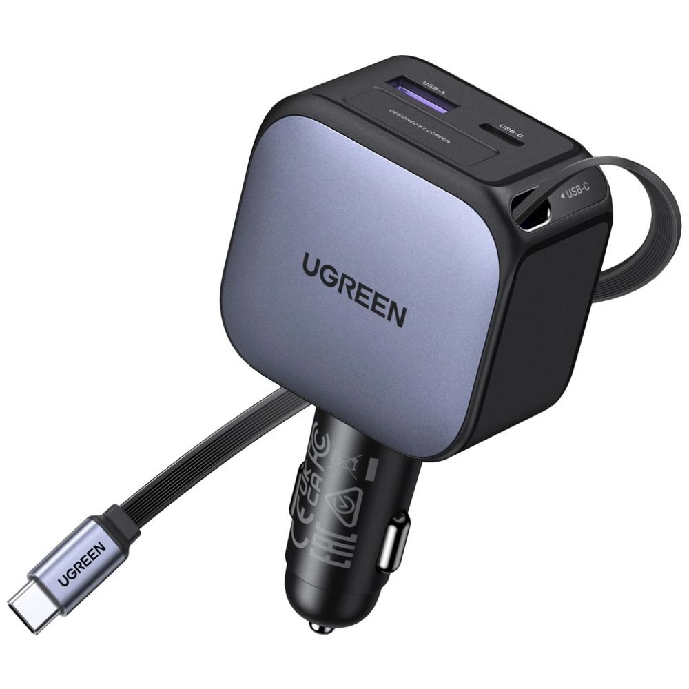 2 UGREEN 90W Fast Car Charger With Retractable Cable, 2 of 5