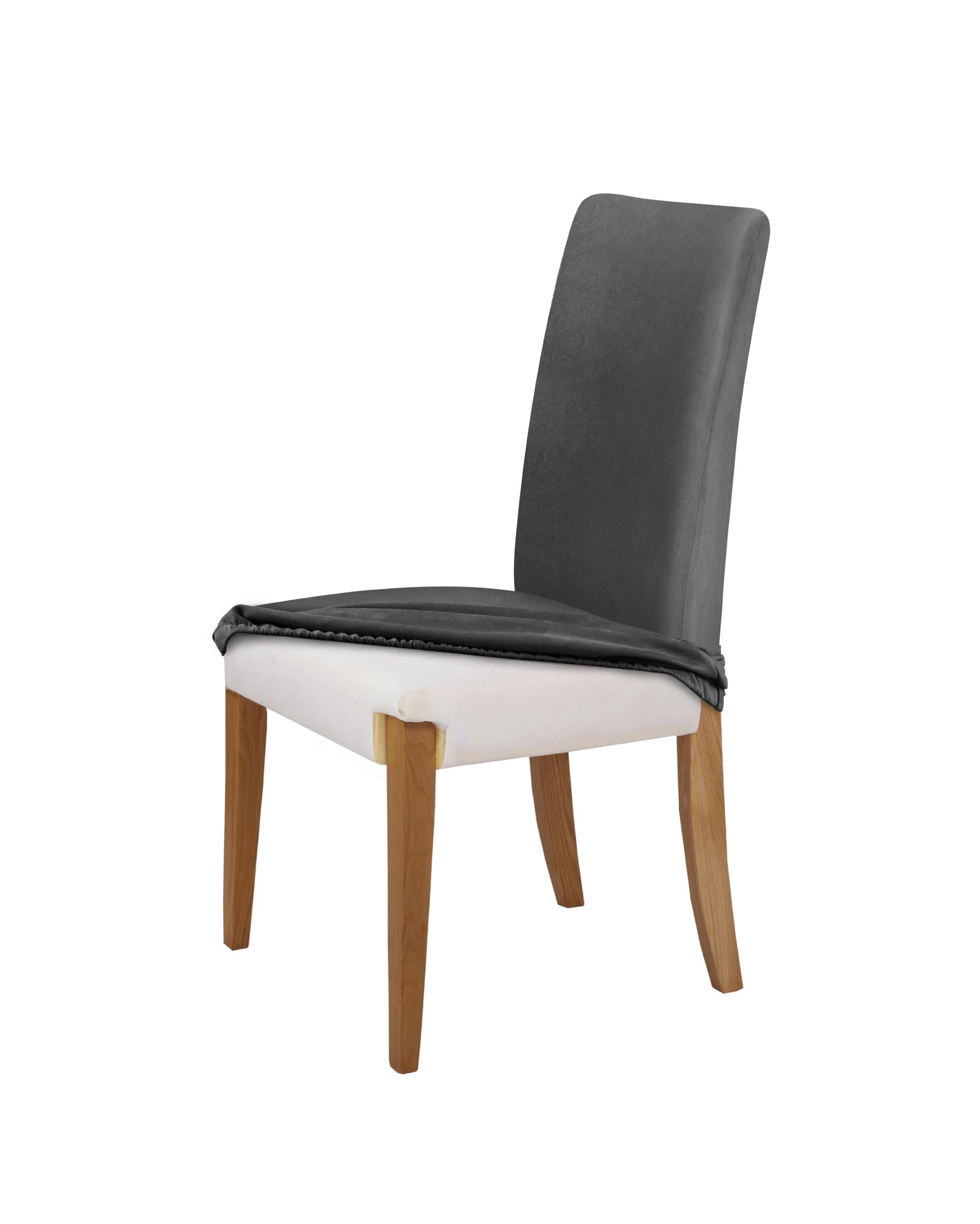 1 Sherwood Premium Faux Suede Dining Chair Cover 6-pack - Charcoal, 1 of 4