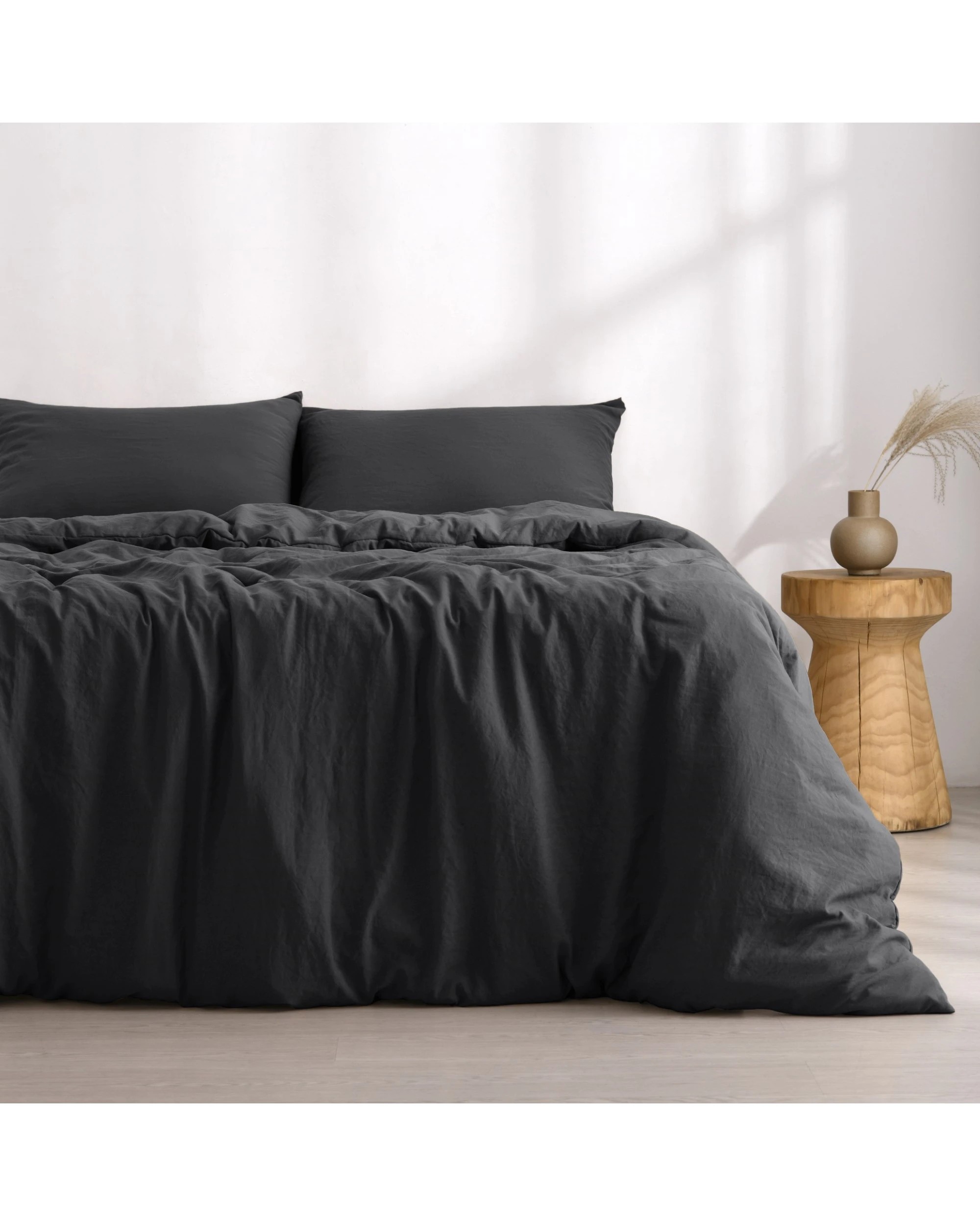 2 Dreamaker Superfine Washed Microfibre Quilt Cover Set - King Single Bed - Black, 2 of 7