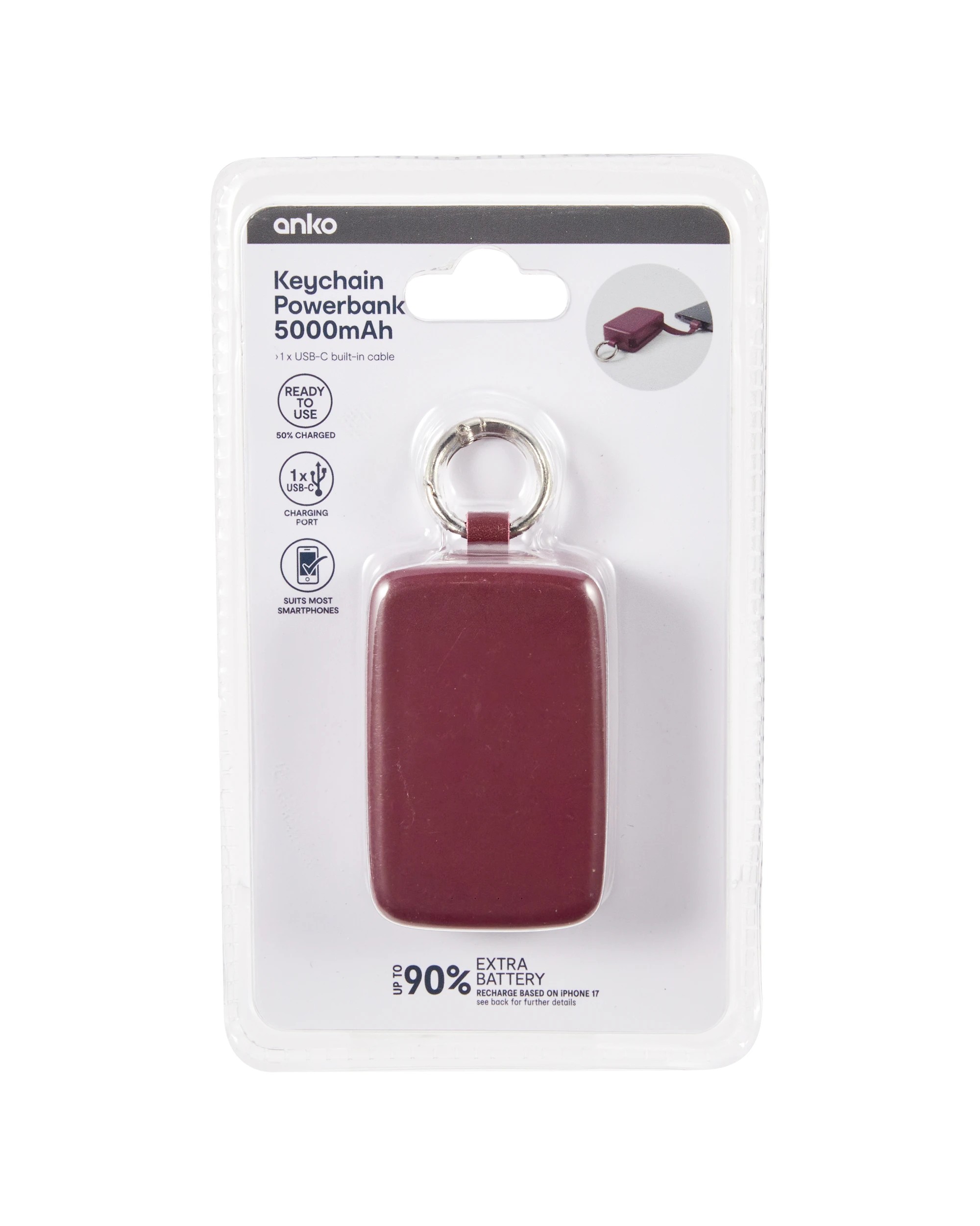 8 5000mAh Keychain Powerbank - Plum, 8 of 9