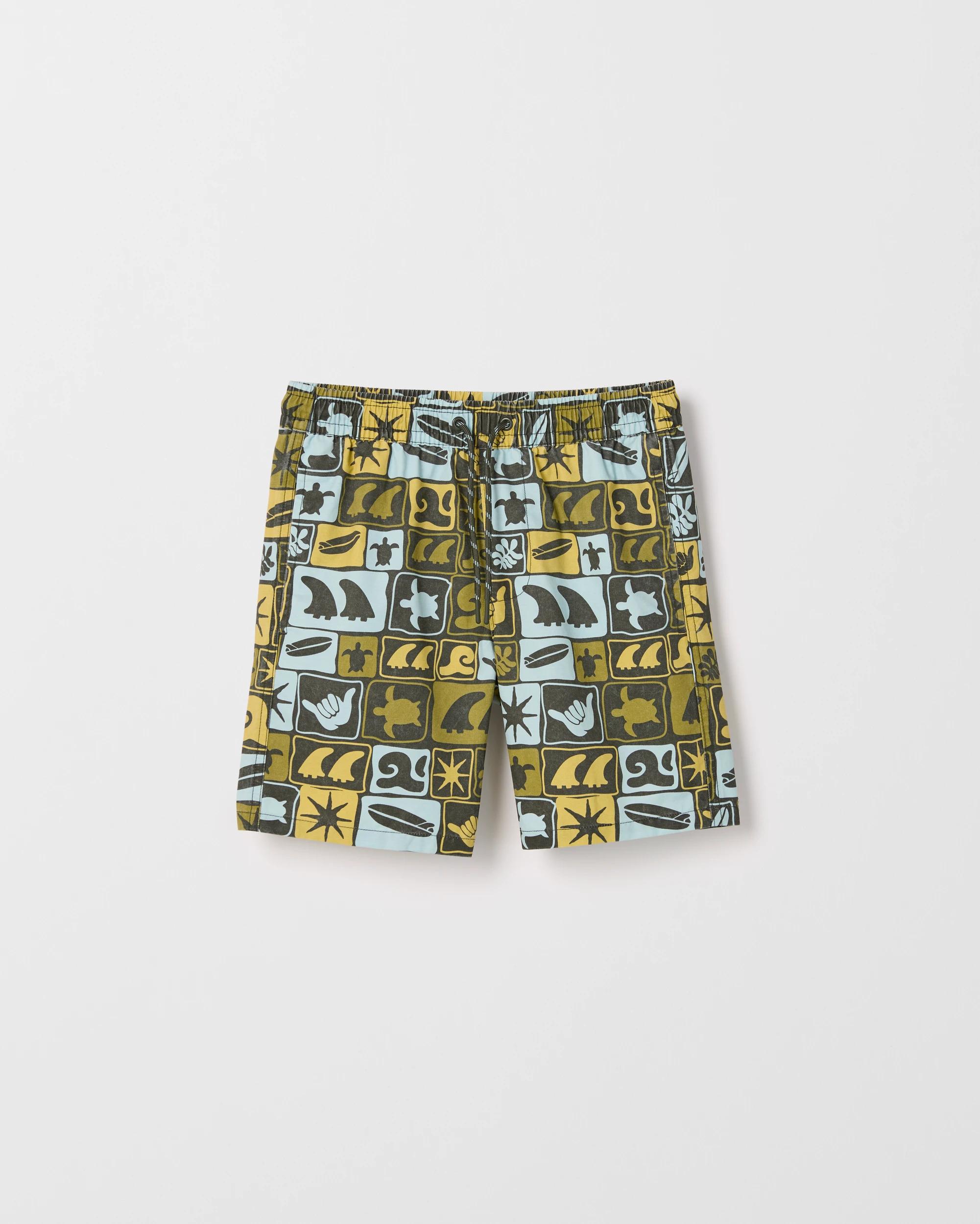 1 Target Kids Australian Cotton Blend Elastic Waist Swim Boardshorts GREEN, 1 of 2