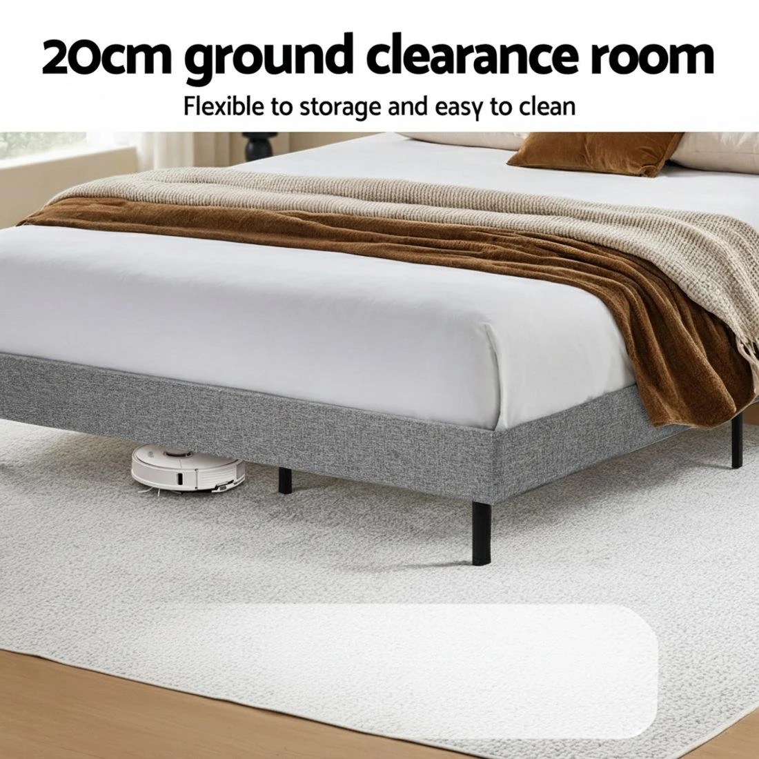 7 Artiss Bed Frame Queen Size LED Mattress Base Platform with Storage Shelf Hidden Storage Box - Grey, 7 of 8