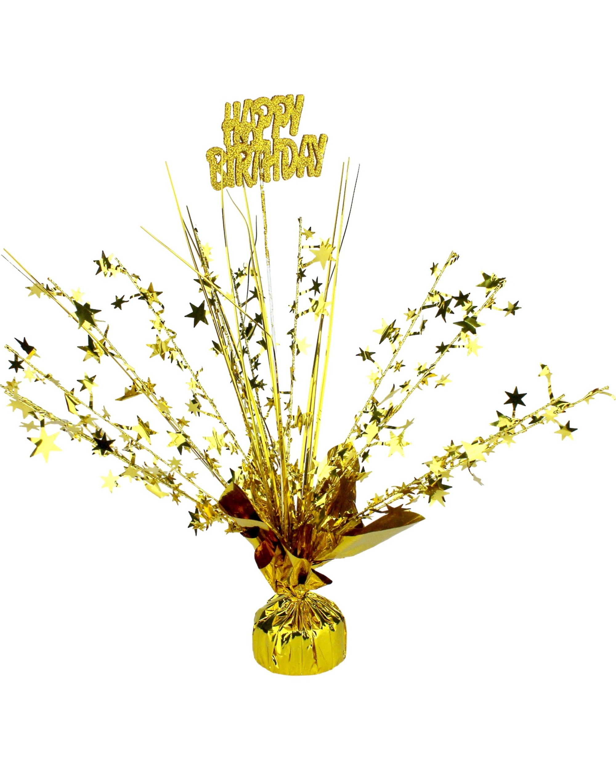 1 Partyrama Happy Birthday Gold Star Foil Spray Centrepiece - Gold, 1 of 1