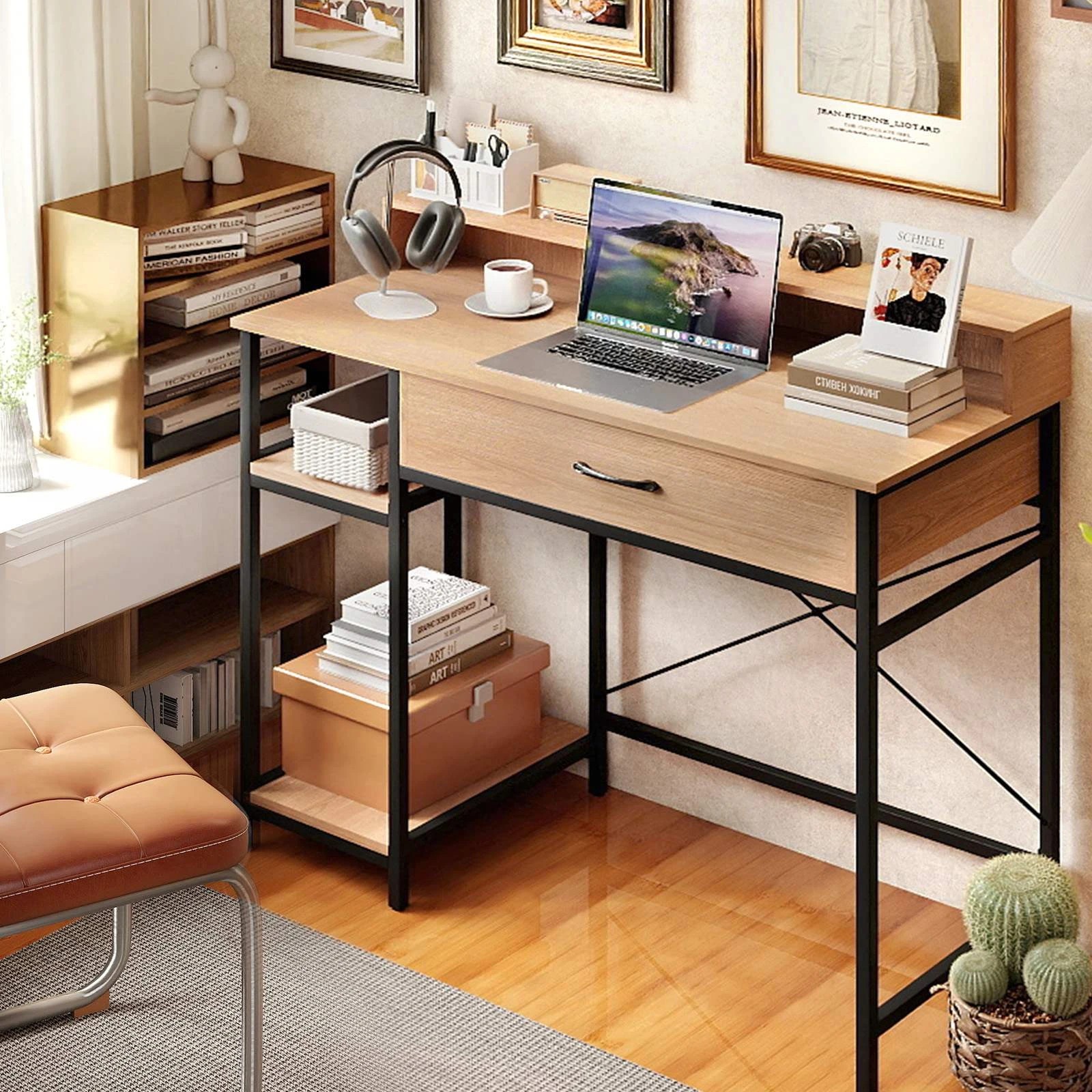 2 Costway Computer Desk Writing Table Home Office Workstation w/Drawer, 2 of 4