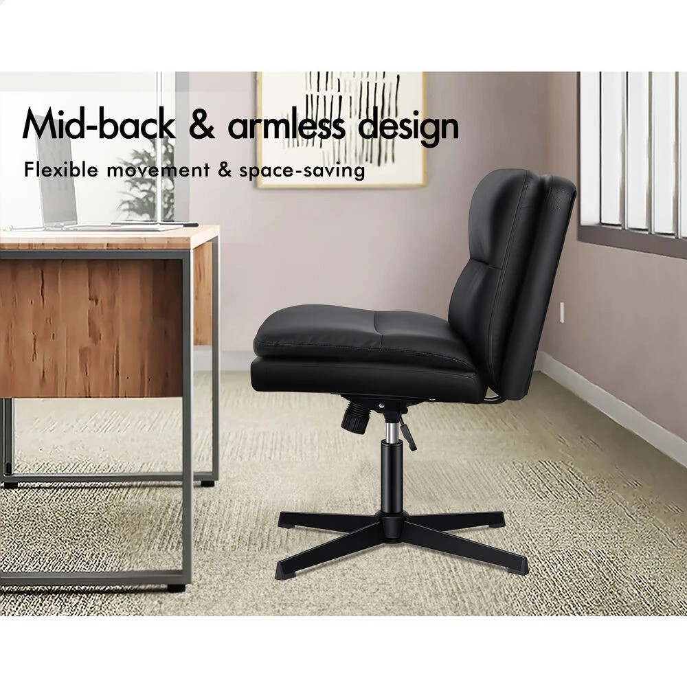 8 Alfordson Office Chair Computer Executive Seat Work Ottoman PU Leather - Black, 8 of 10