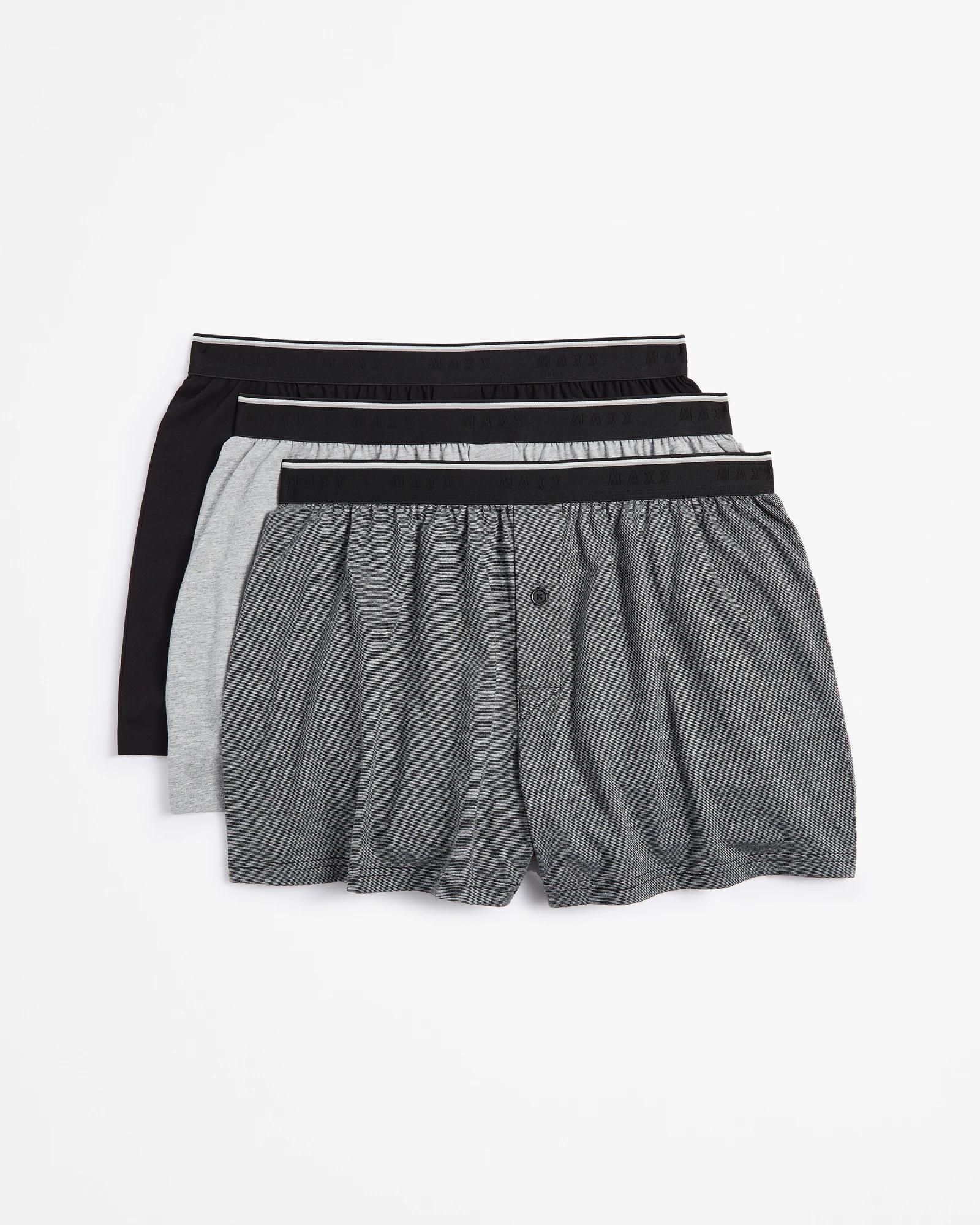 1 3 Pack Knit Boxer Shorts - Maxx GREY STRIPE, 1 of 3