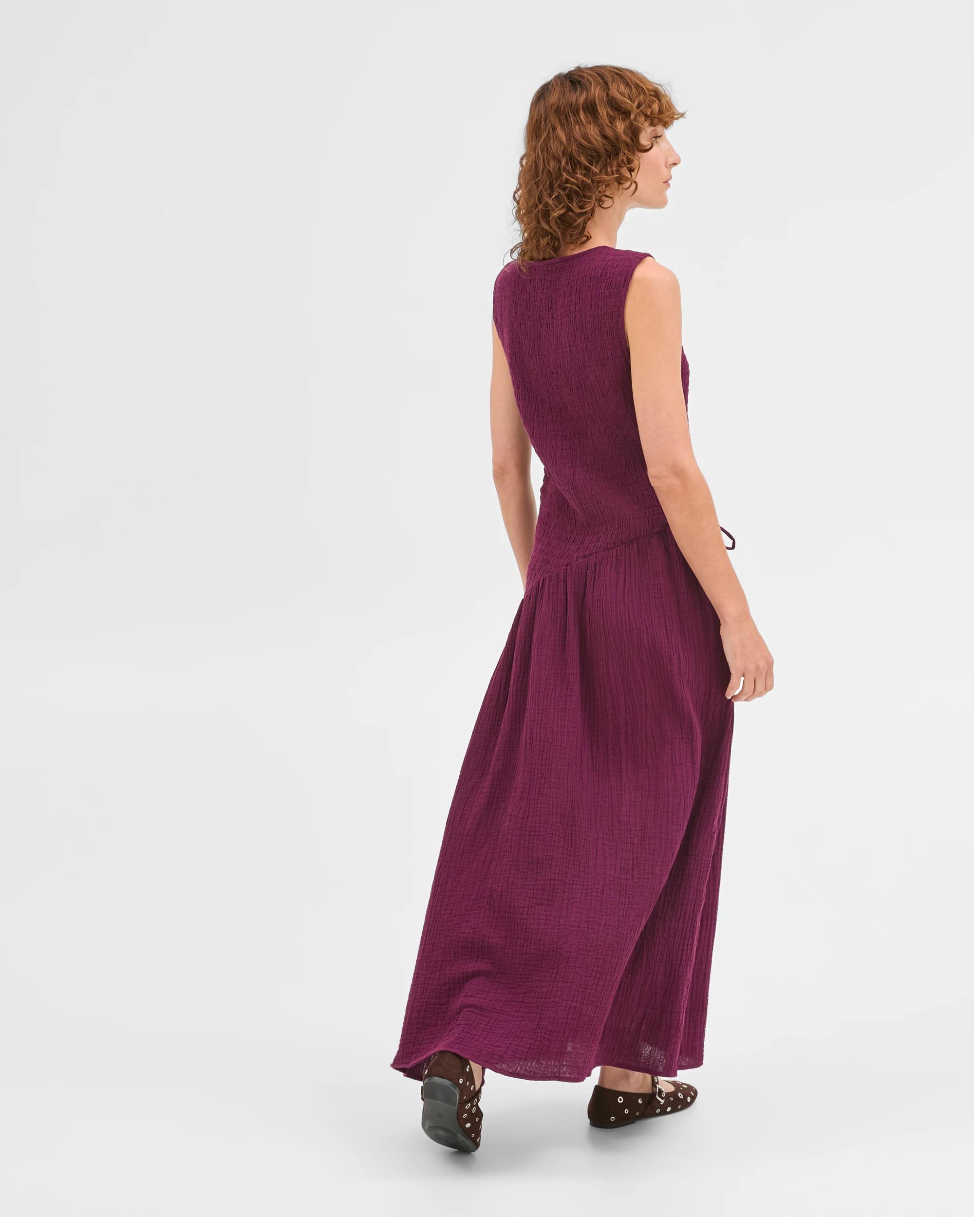 7 Target Woman Australian Cotton Resort Woven Asymmetrical Midi Dress DEEP PLUM, 7 of 7
