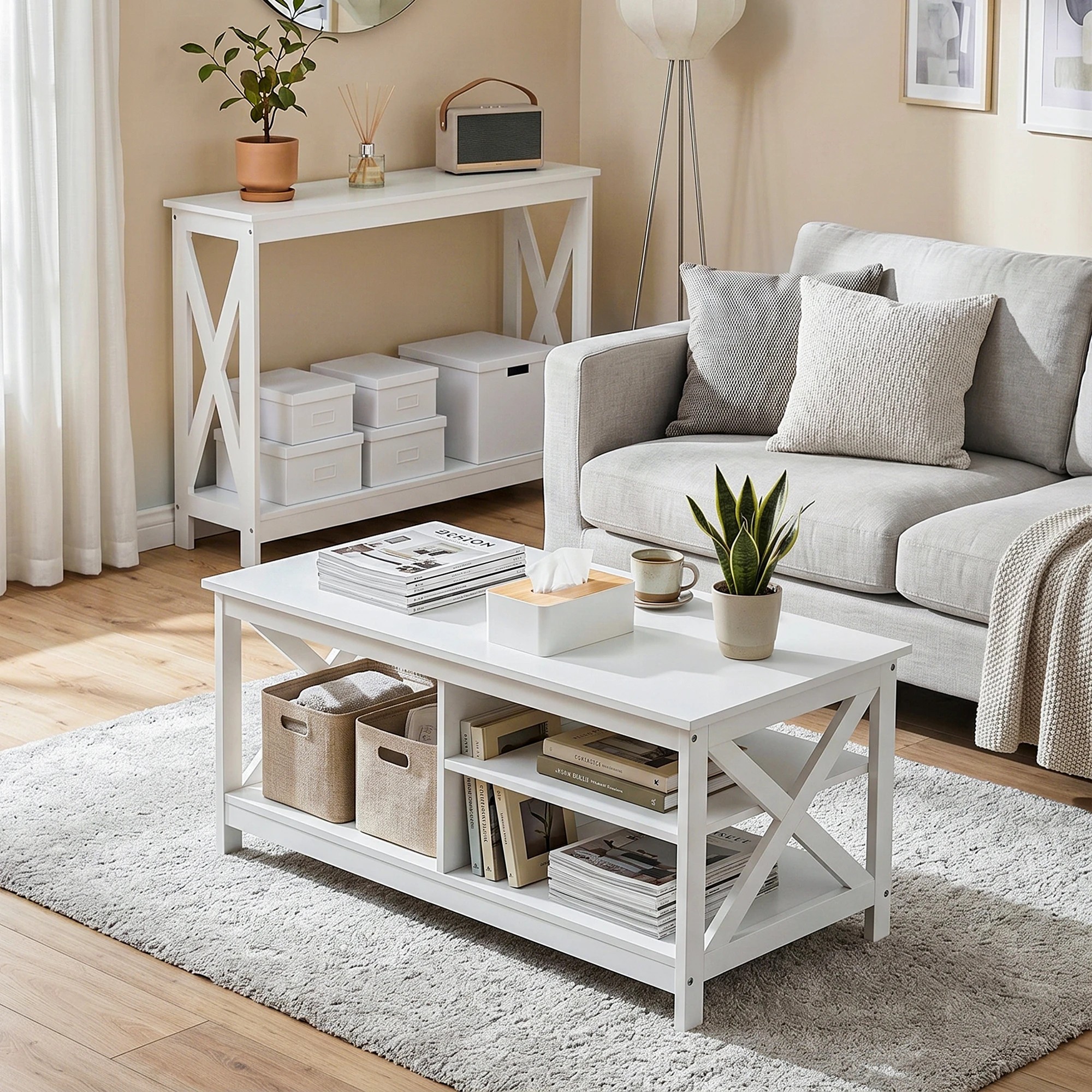 8 Artiss Console Table Entryway Hallway Display 2-Tier Narrow Sofa Table 100CM - White, 8 of 9