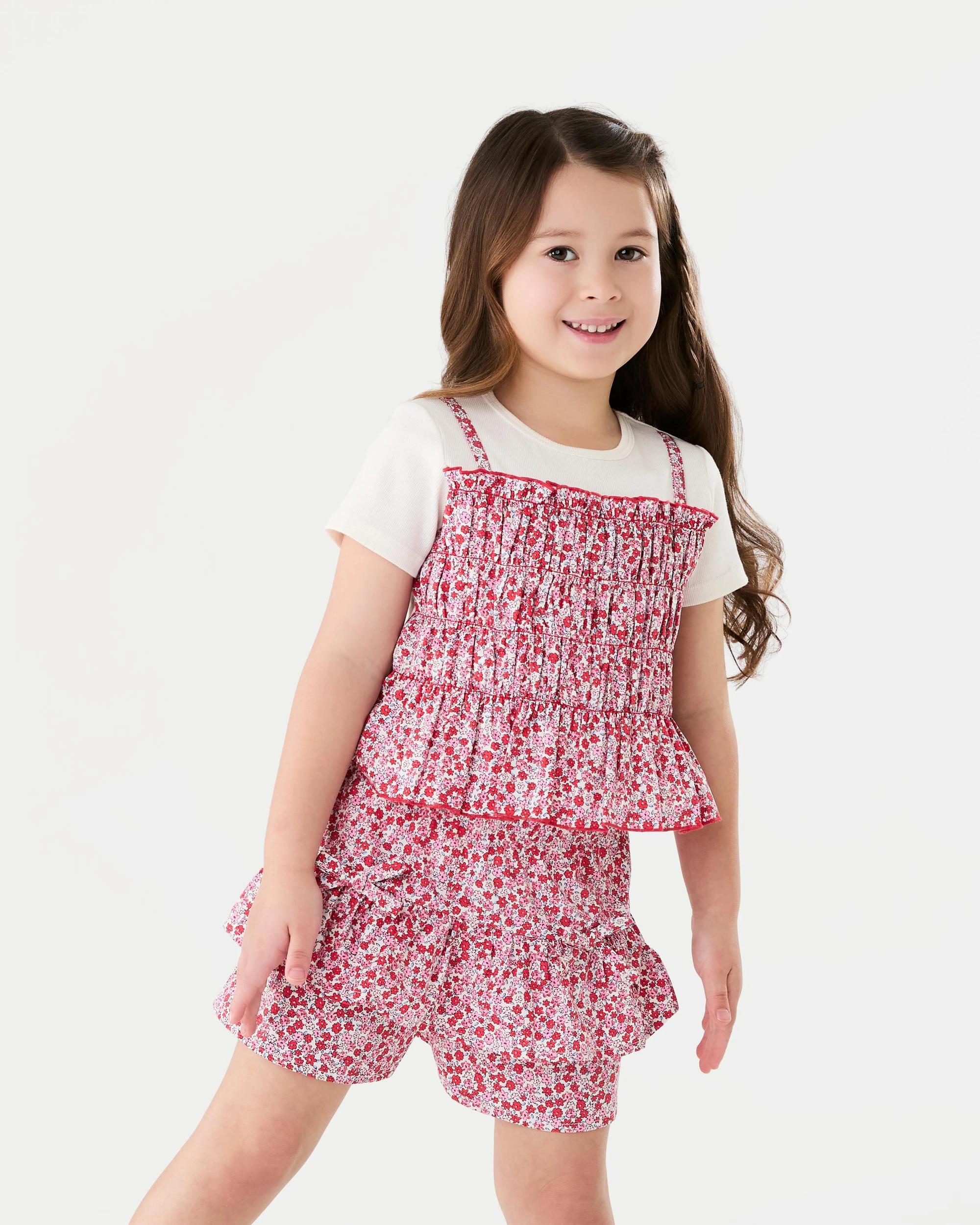 1 2-in-1 Short Sleeve T-shirt Red Floral, 1 of 6