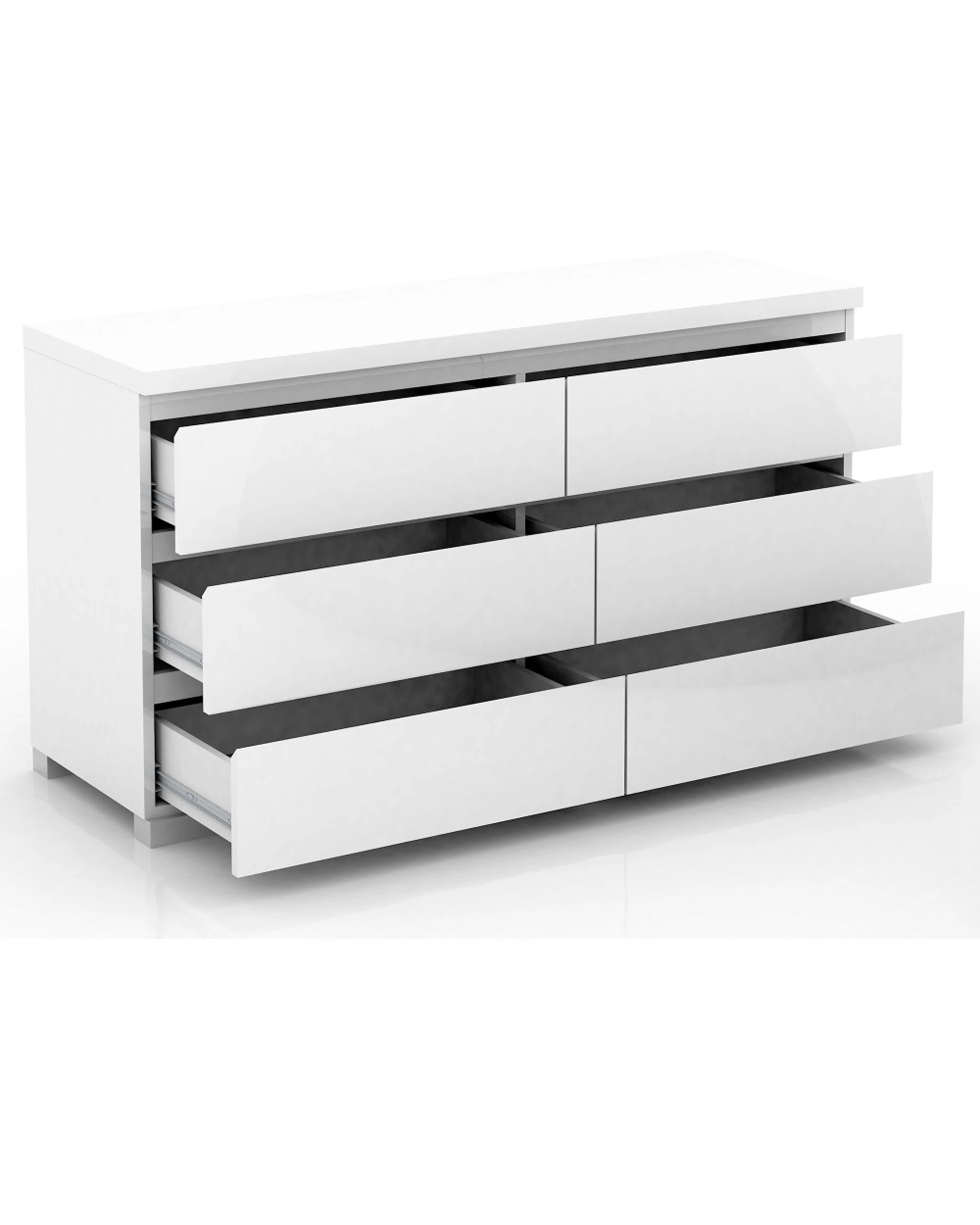 3 Alpine Bay Elara 6 Drawer Chest High Gloss Modern Bedroom Storage Unit - White, 3 of 5