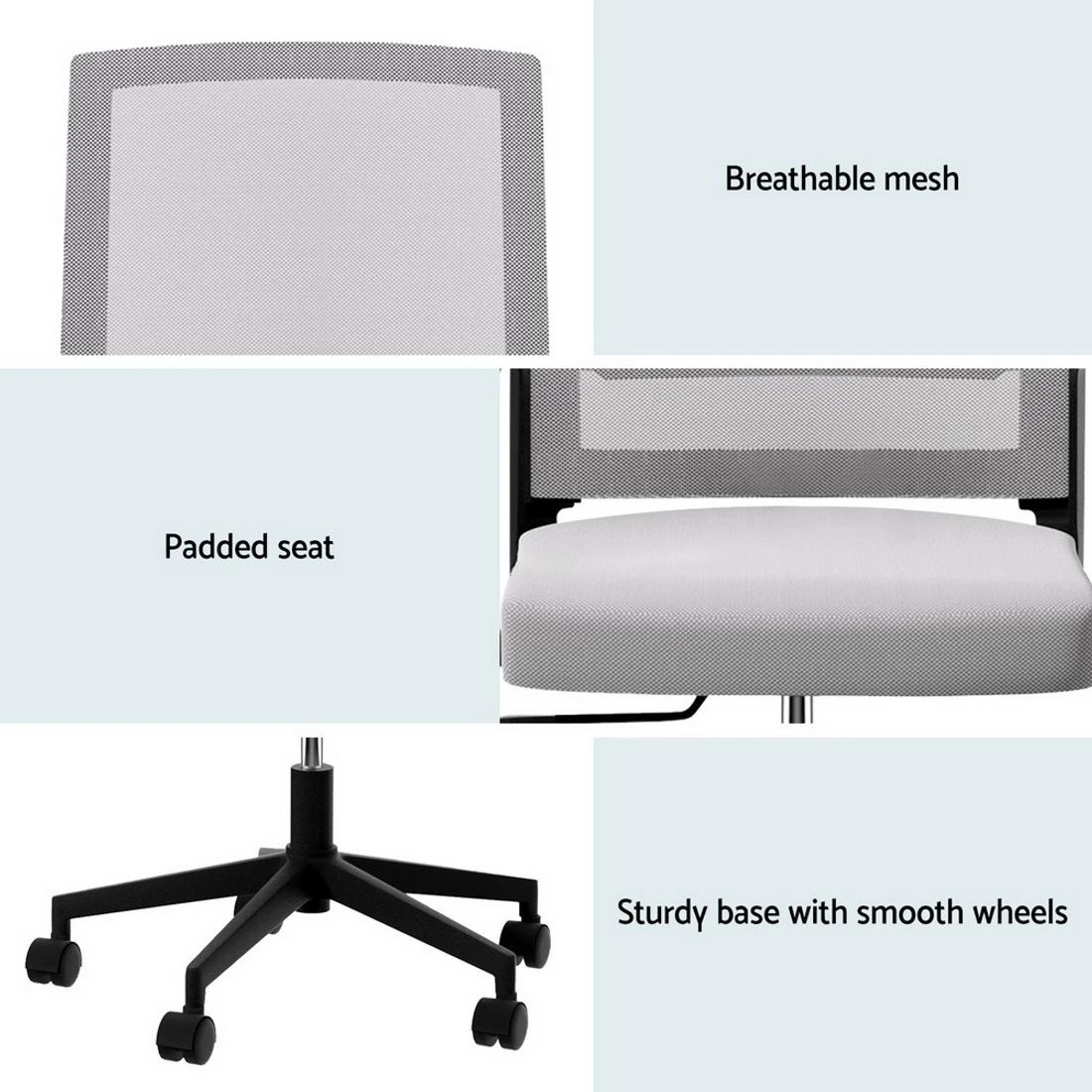 6 Artiss Mesh Office Chair Mid Back
 - Grey, 6 of 6