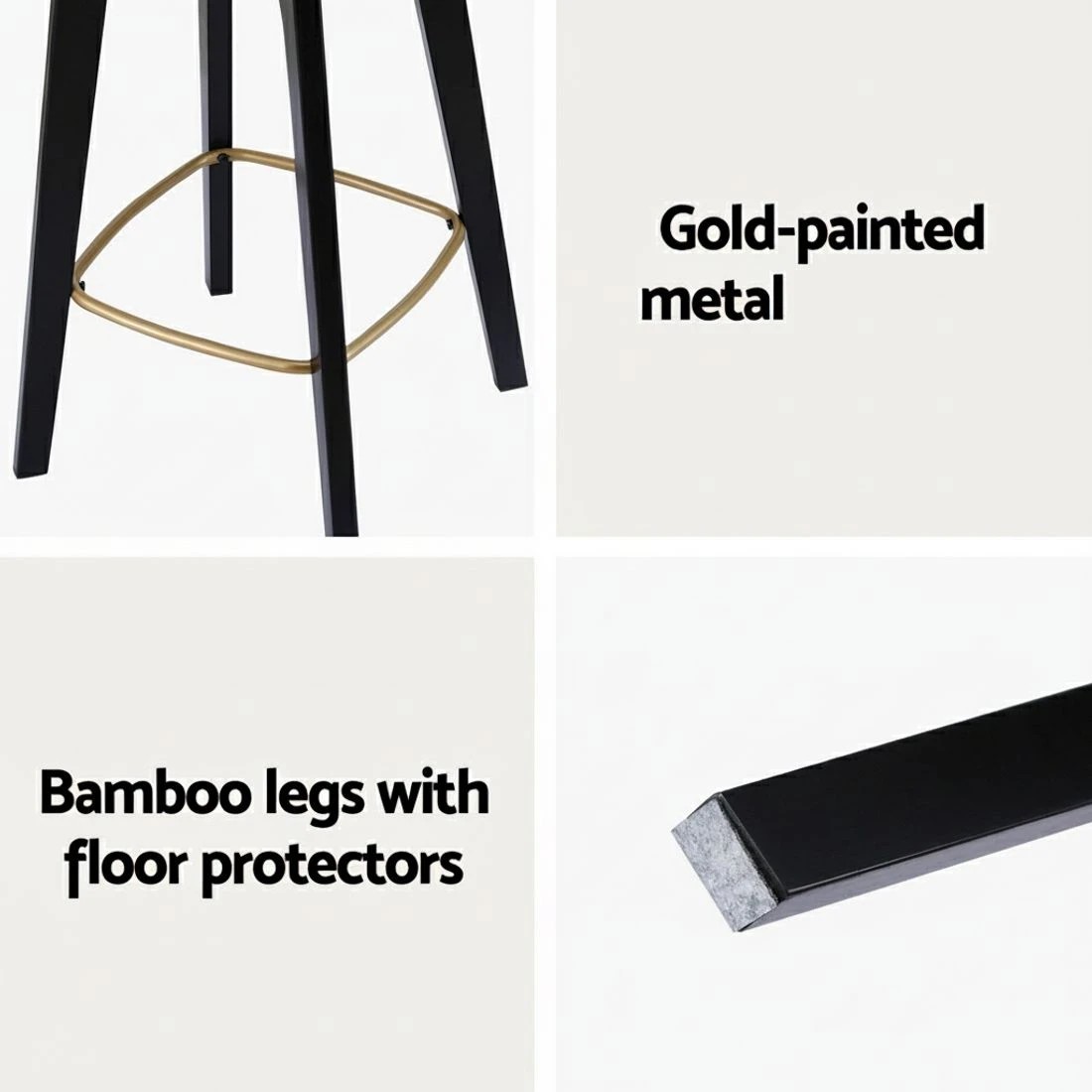 6 Artiss 4x Bar Stools Rattan Counter Kitchen Dinning Chair Bamboo Saddle - Black, 6 of 7