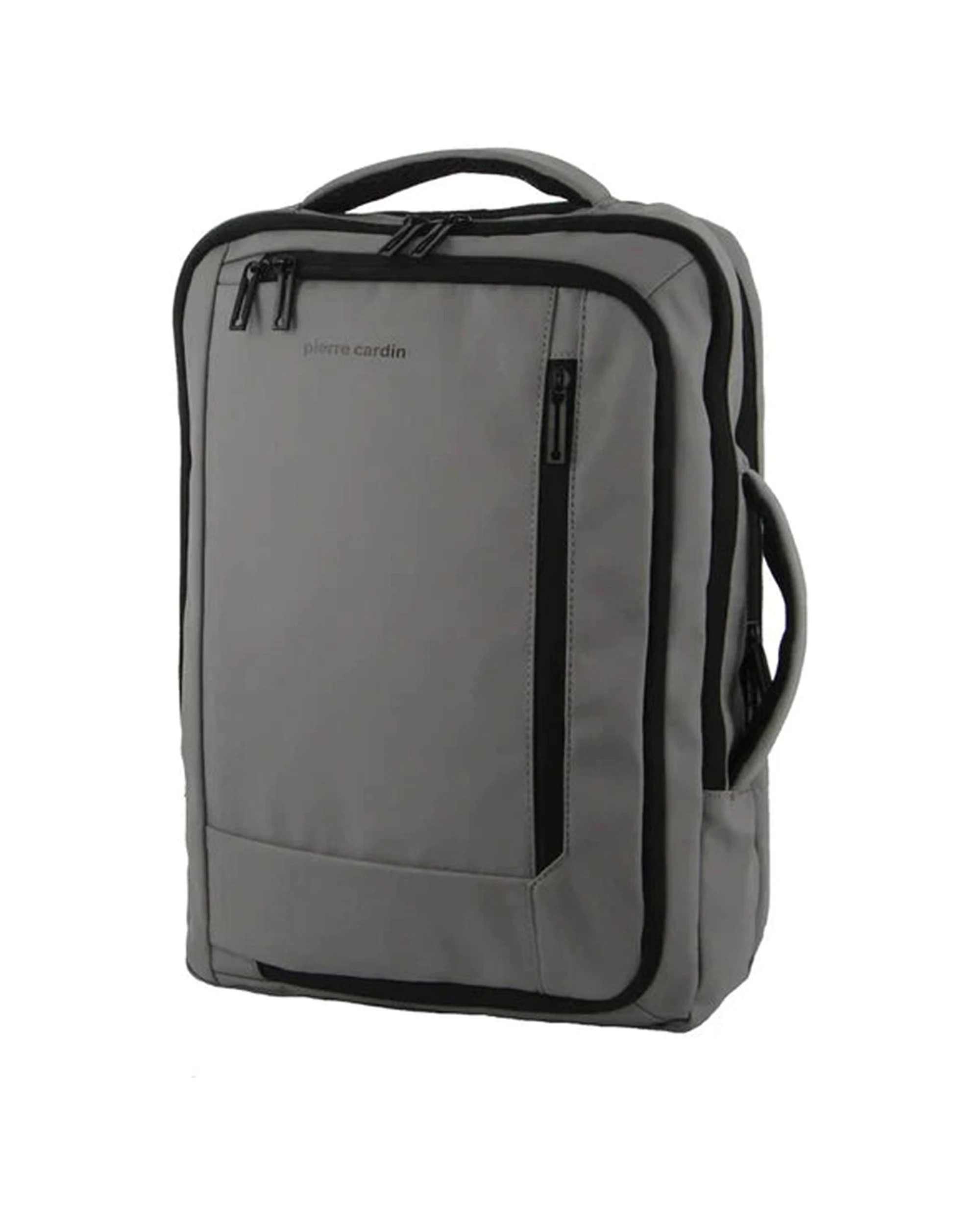 1 Pierre Cardin Laptop Backpack 15 Inch 20L Capacity RFID Padded Nylon Top & Side Handle - Grey, 1 of 3