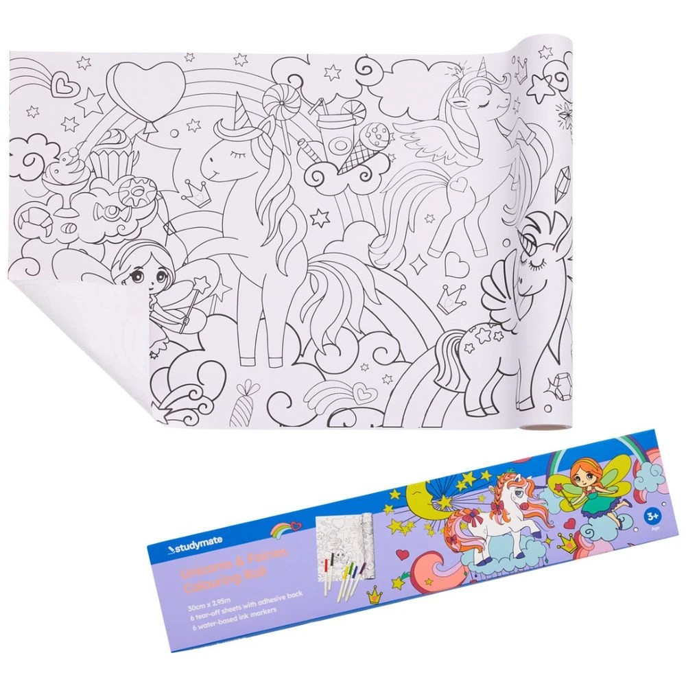1 Colouring Paper Roll Set 30cm x 2.95m Unicorns and Fairies, 1 of 5