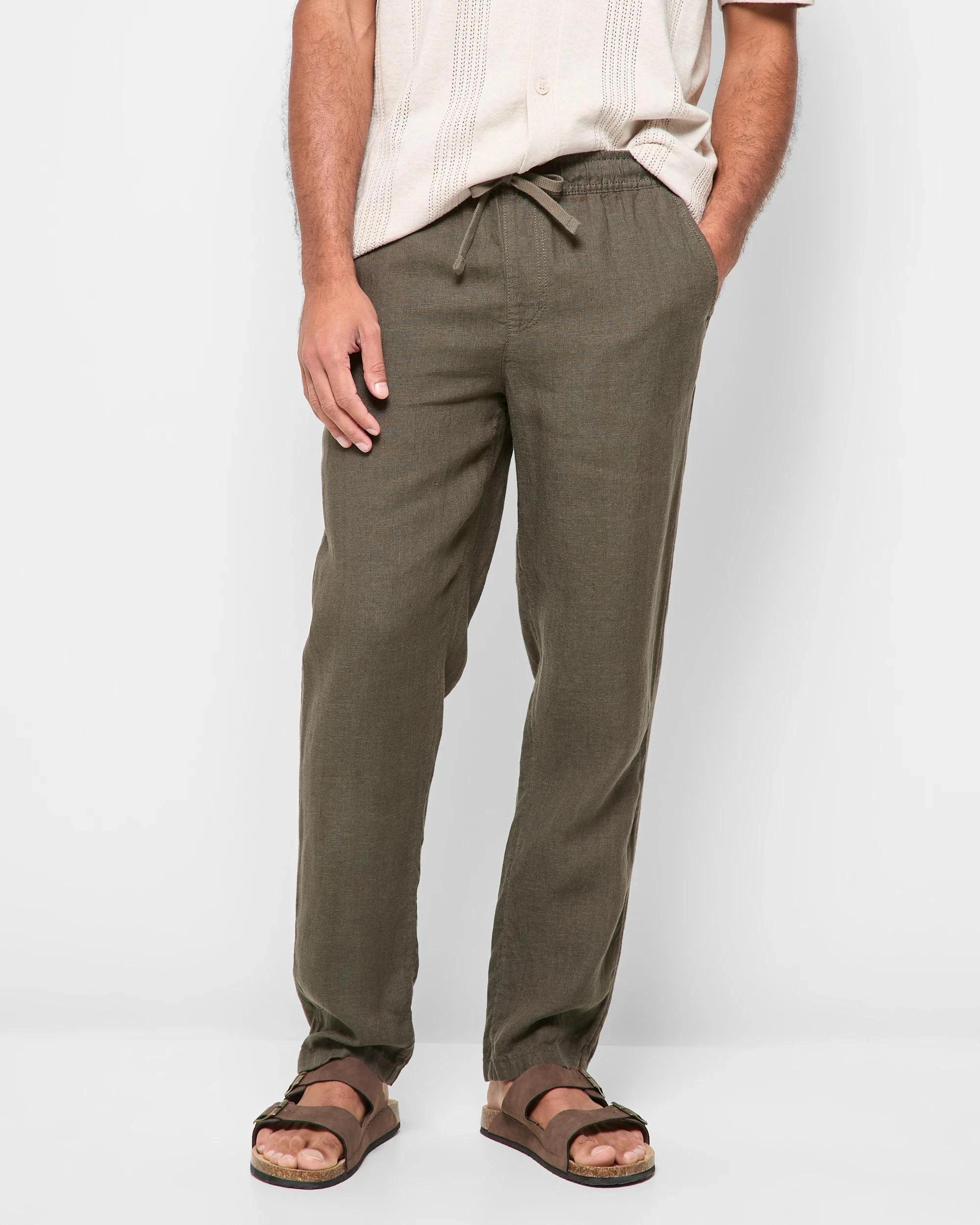 1 Target European Linen Pants DARK OLIVE, 1 of 10
