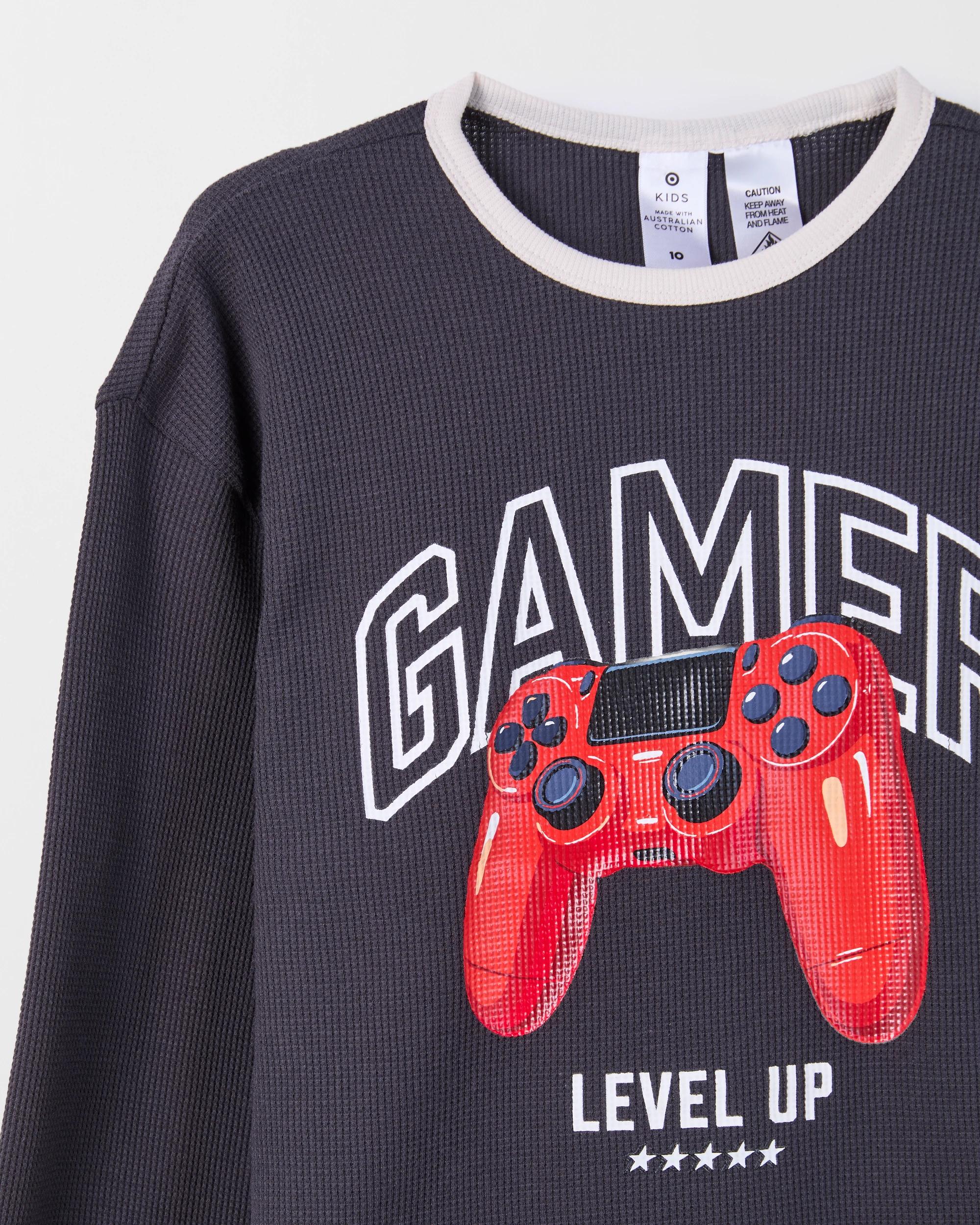 5 Target Kids Australian Cotton Older Boys Flannel Pyjama Set BLACK GAMER, 5 of 7