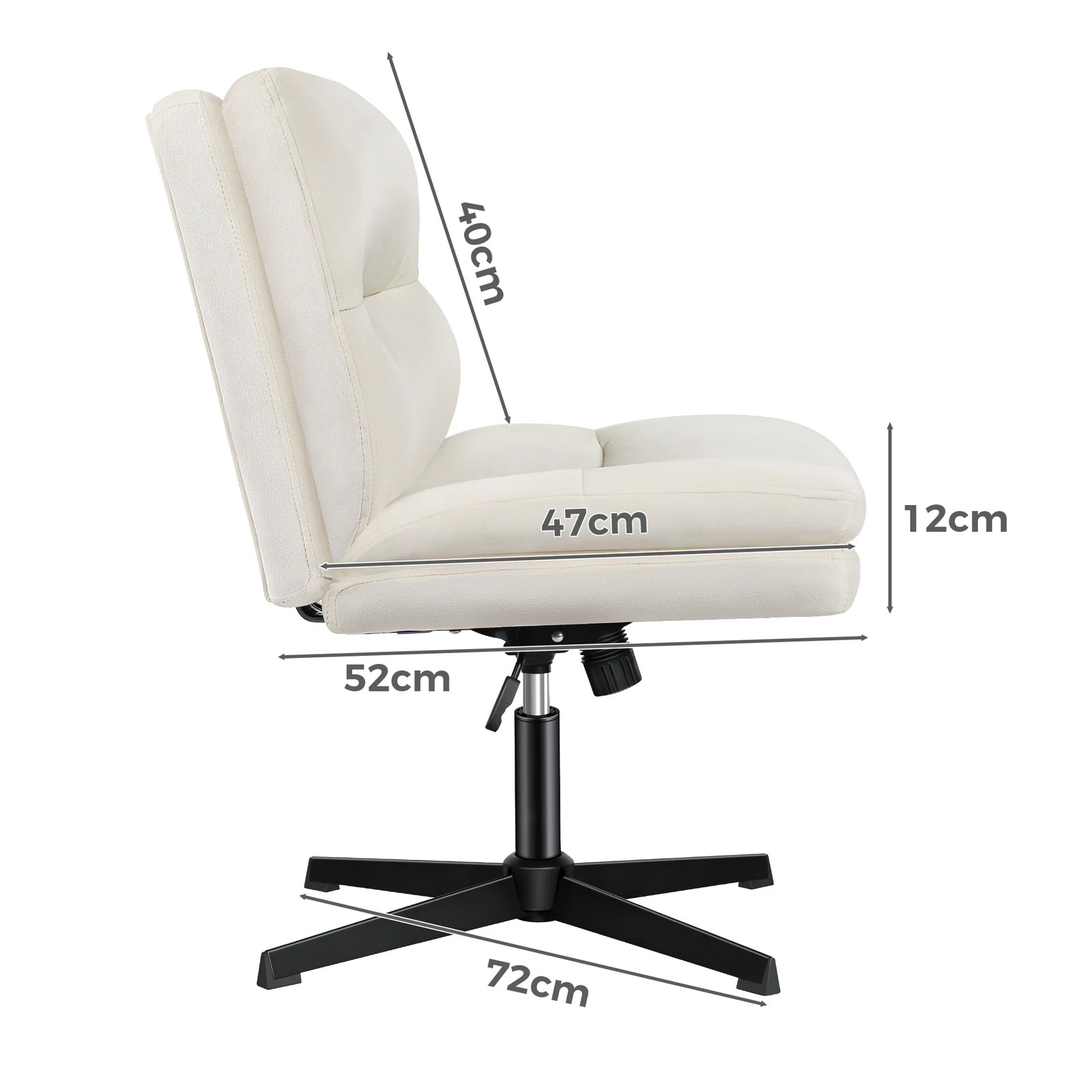 6 Alfordson Office Chair Computer Seat Cross-legged Work Ottoman Velvet - Beige, 6 of 10