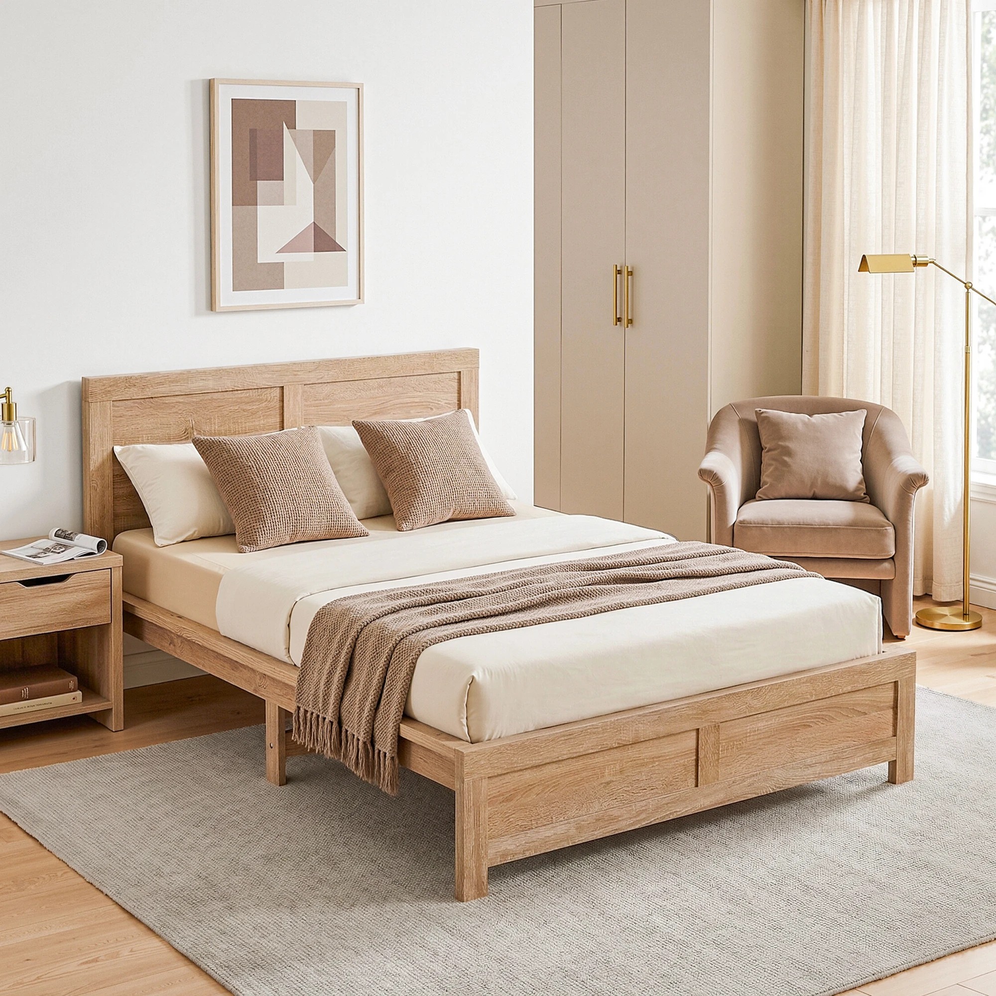 7 Artiss King Single Bed Frame Wooden Bed Base - Brown, 7 of 8