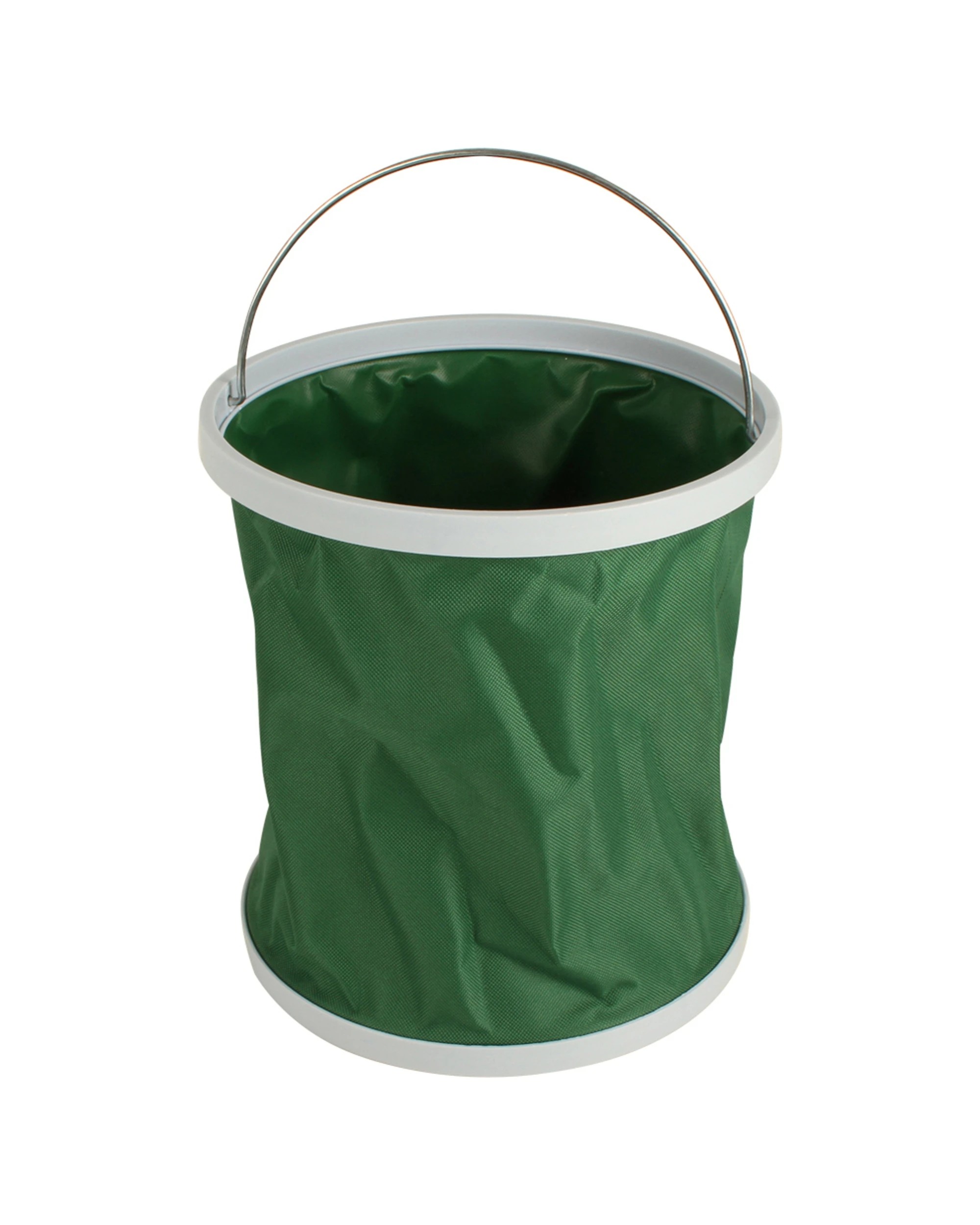 1 Wildtrak Collapsible 11L Bucket With Carry Handle Folds Flat Plastic Camping - Green, 1 of 2