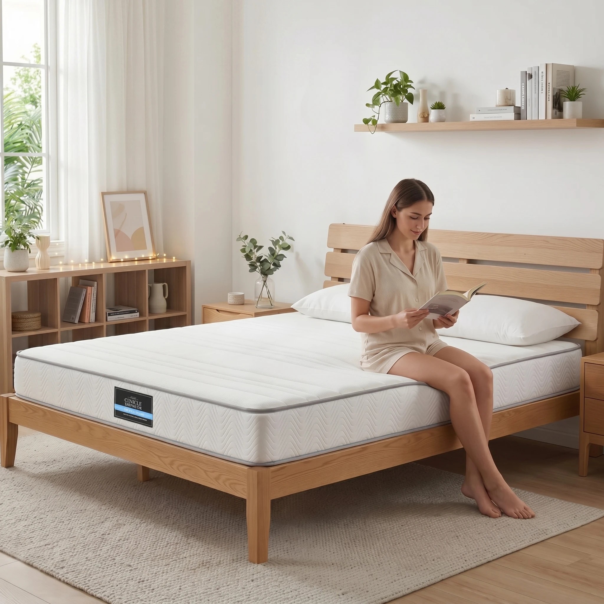 6 Giselle Bedding Mattress 20cm with Reinforced Edge Support Egg-Crate - Double Bed - White, 6 of 7