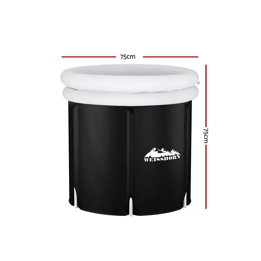 2 Weisshorn Portable Ice Bath Tub 75X75CM Inflatable Folding Bathtub Spa Massage - Black, 2 of 6